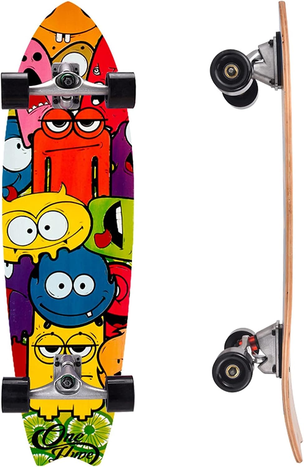 VOMI SurfSkates Complete Skateboard 79×20cm CX4 Truck Land Surfing Board 8-Layer Maple Board ABEC-9 Bearing for Carving Pumping for Beginner Children Teenagers Youth Adults Gift (B)