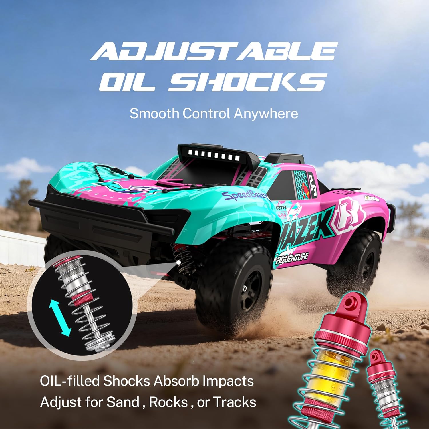 Hosim 1/10 RC Truck 4WD Brushless Buggy Cars, MAZEK RTR 62+ MPH Hobby Grade High Speed Remote Control Car for Adults & Teens Off-Road Bashing, Rock Crawling, Racing Waterproof Electric Monster Trucks