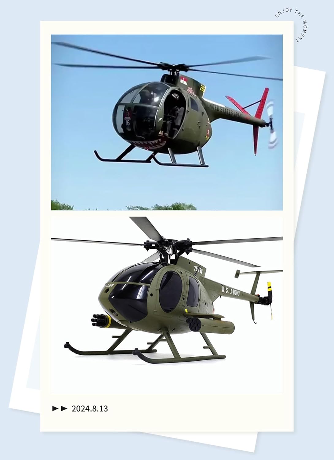 335MM MD500 C189 Remote Control Helicopter Add Optical Flow Positioning RC Aircraft 2Batteries RC Heli Single Rotor No Ailerons Maintain Altitude Hover Green RTF