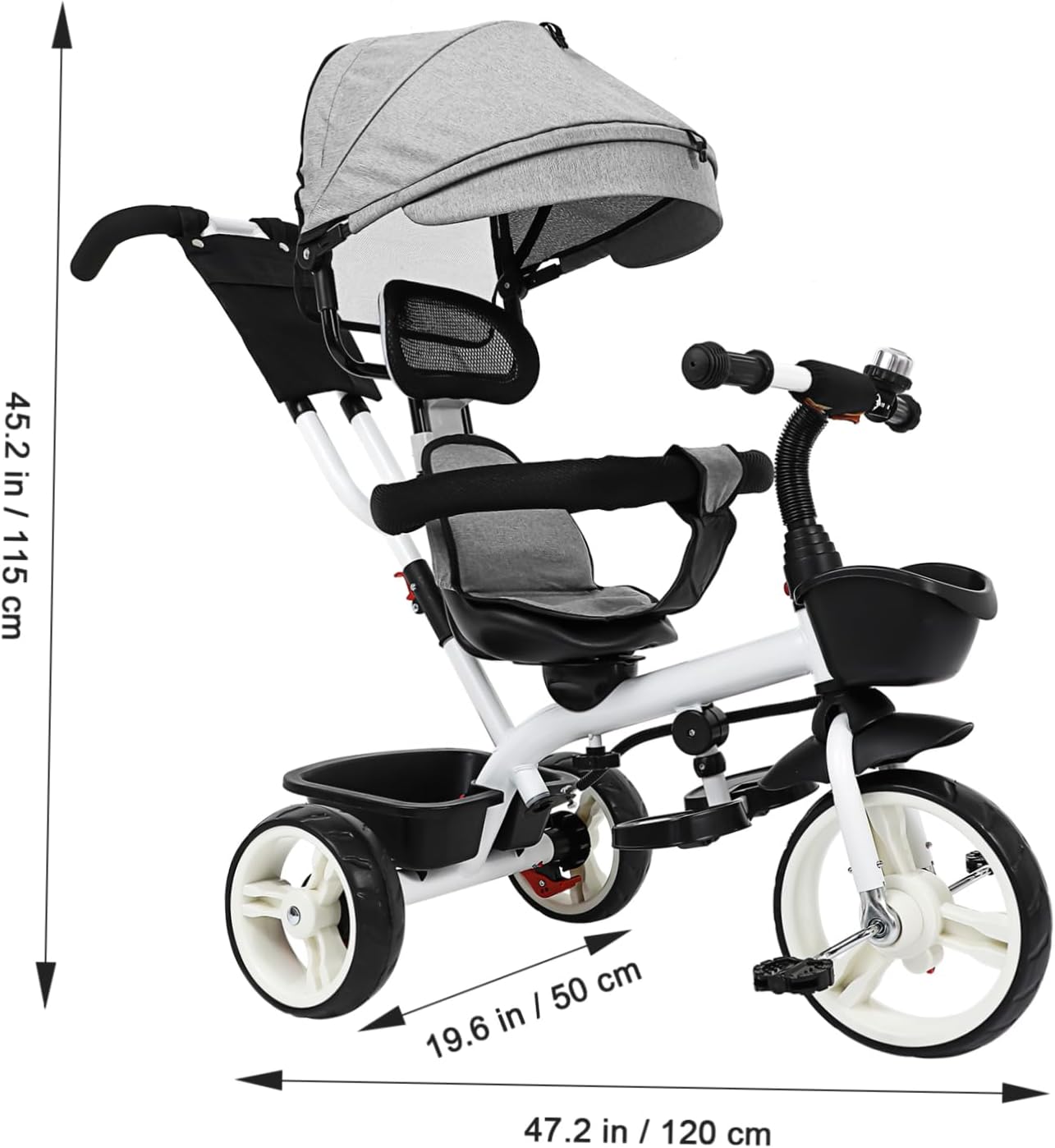 Mipcase Tricycle Stroller with Sunshade Lightweight Bike for Boys and Stylish Design Comfortable and Safe for Family Outings Grey