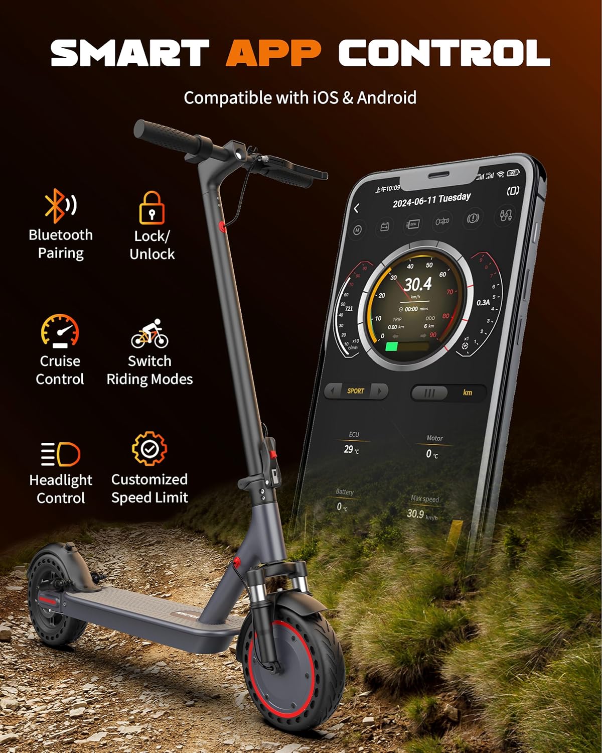 VOLPAM Electric Scooter, 350W/500W Powerful Motor, 8.5