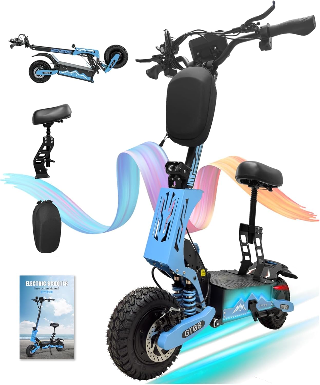 DOF 60V 27AH Electric Scooter for Adults, 5600W Dual Motor Commuter with 50MPH Speed & 40 Miles Range,11