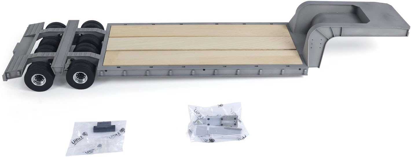 LESU 872Mm Metal Wood 4Axles Trailer Compatible with 1/14 Tamiya RC Tractor Truck DIY Model Construction Vehicle Hobby Grade Model