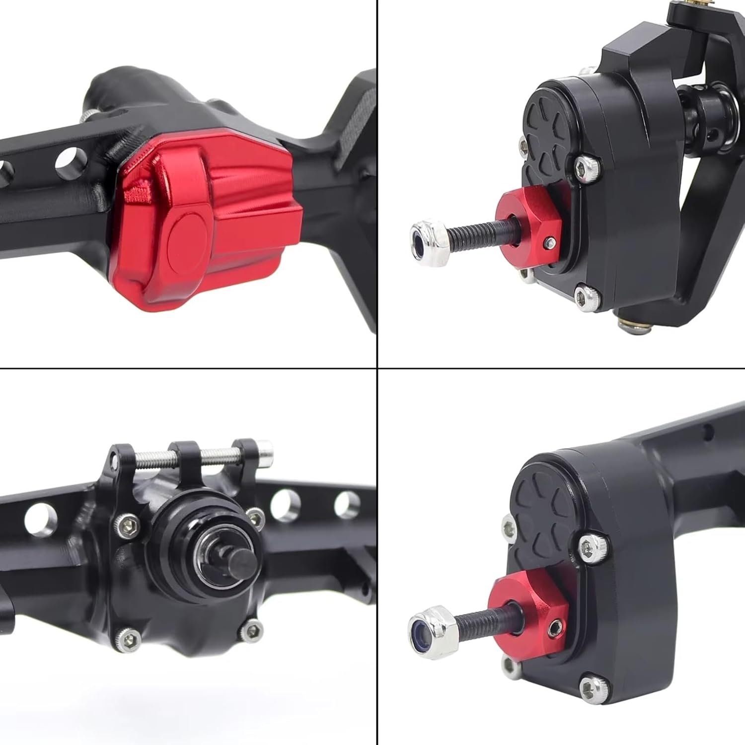 Rc Crawlers Axles For SCX10 III AR45P 1/10 Aluminum Offset Front Rear Portal Axle Set With 3 Section CVD Driveshaft Two Servo Mount RC Crawler Car(Black,1set)