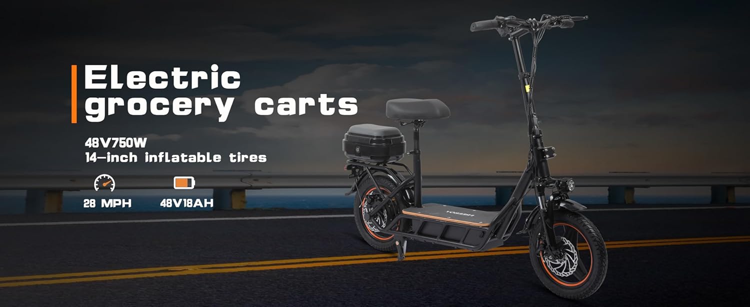 14 inch Electric Scooter 750W48V18AH Lithium Battery Rear Wheel Drive Electric Scooter Intelligent Foldable Electric Bicycle Leisure Shopping Electric Bicycle