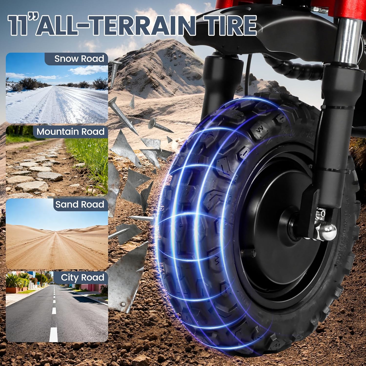 Adult Fast Dual Drive Electric Scooter, Dual Motors 5600 Watts 50 MPH, All Terrain 11'' Off-Road Tires w/Hydraulic Brakes Folding, Dual Suspension Seat Electric Scooter for Commuting and Adventure