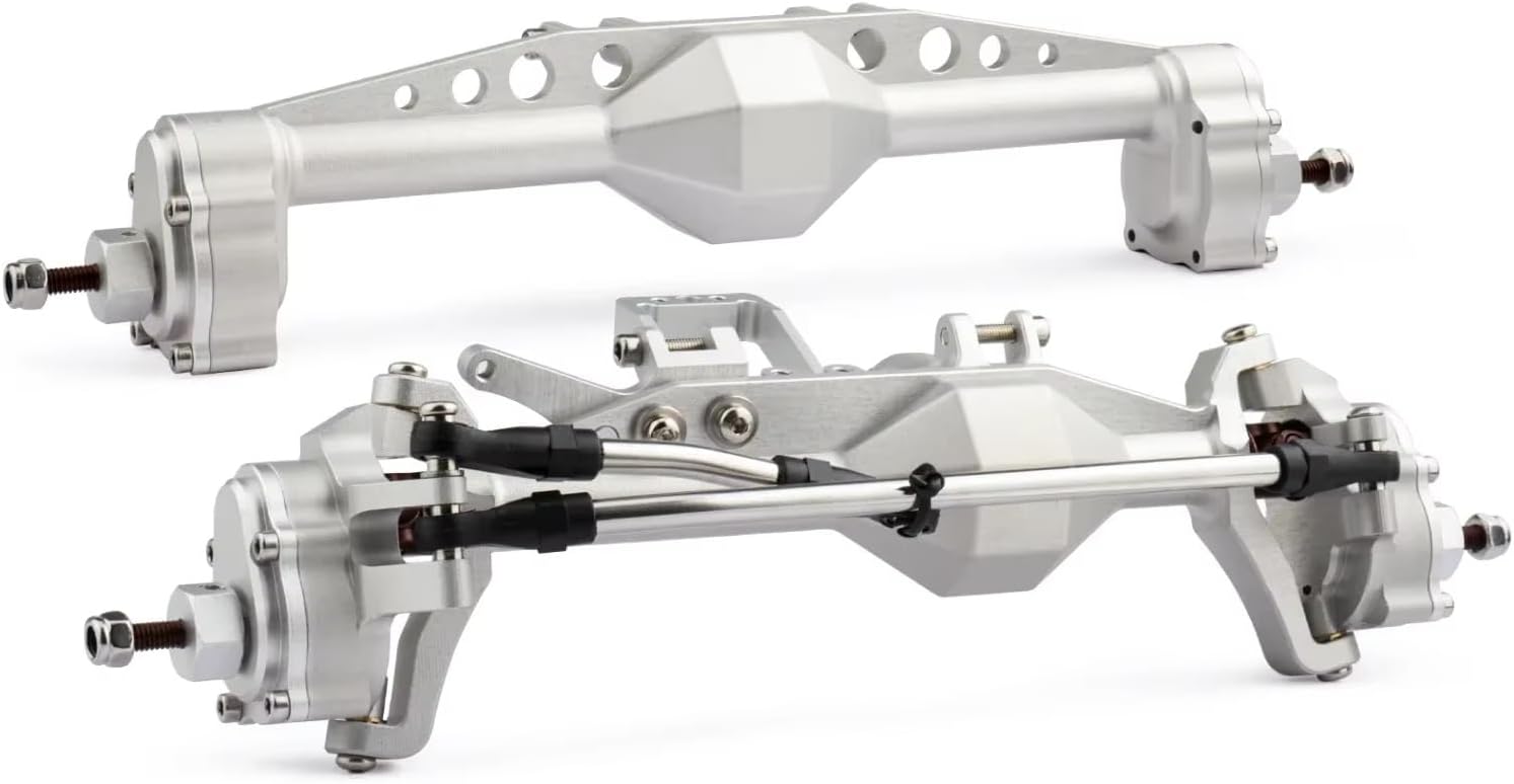 RC Axle For Axial For Capra For SCX10 III For LCG Machined 7075 Aluminum Piece Construction Offset Portal Axle With BAT Servo Mount(Silver,Set)
