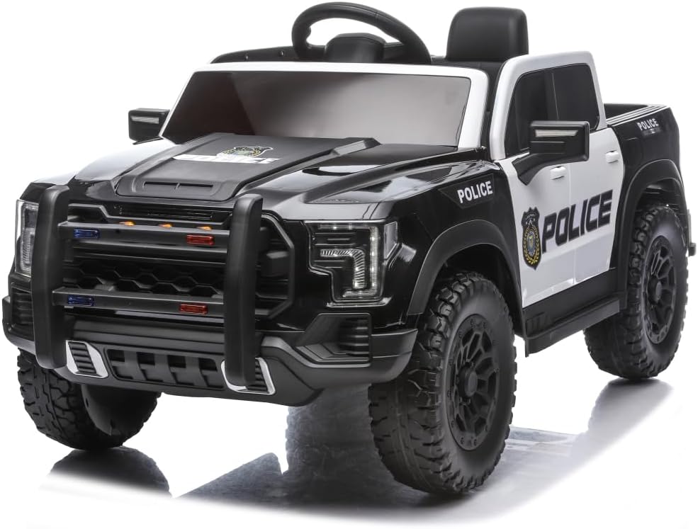 12V Kids Ride-On Car with Parental Remote Control, 4-Wheel Shock Absorber & Music Player, Toddler Electric Vehicle with LED Lights & Swing, 1-2H Play, Gift for Boys Girls Ages 3-6. (Black White)