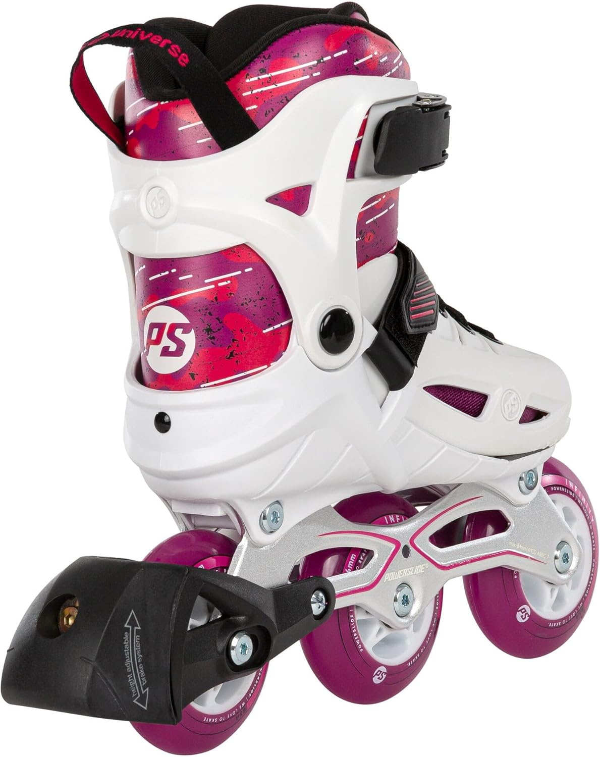 Powerslide Universe Pink Adjustable Inline Skates for Children, ABEC 7 Pro Bearings, Item No.: 940689