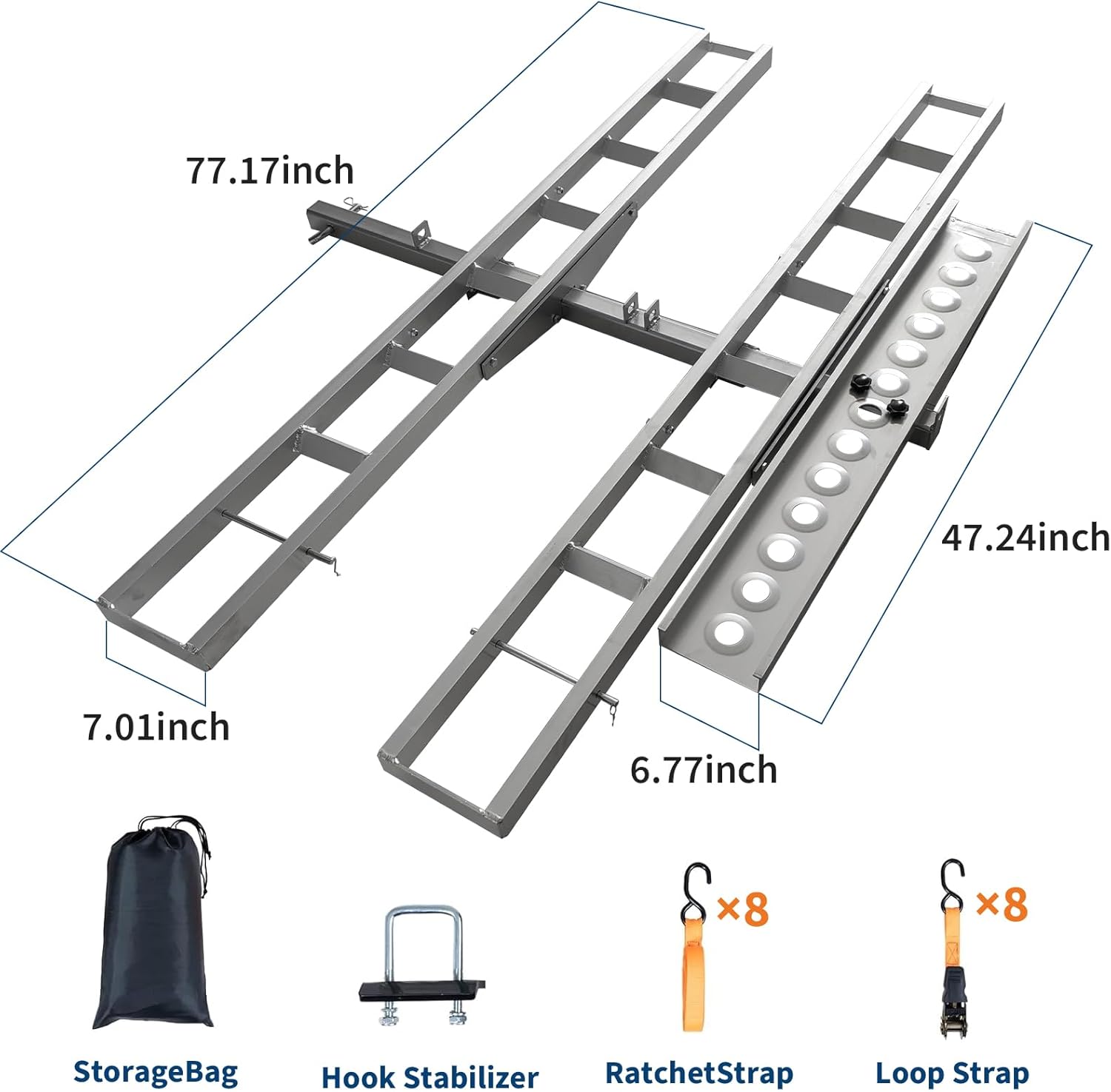 Motorcycle Hitch Carrier Bike Rack Premium Aluminum | 600LB Capacity with Low-Profile Engineering | Quick-Connect Installation for Truck/SUV Applications