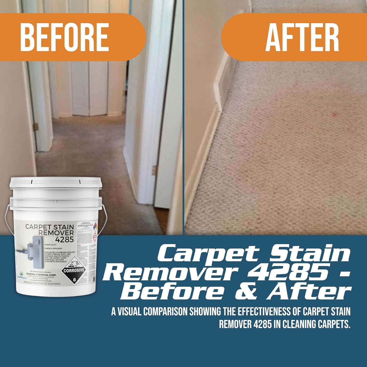 CarpetGeneral - Heavy Duty Carpet Stain Remover 4285 - Easy Clean and Professional Carpet Cleaner Products - Residential & Commercial Multi-Purpose Spot, Stain Pretreater & Precleaner - 1 Gallon Pail