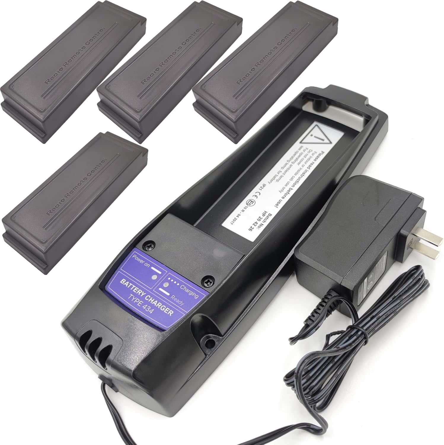 (1-Pack) 100-240V Scanreco 434 Battery Charger and (4-Pack) 2000mAh 7.2V Scanreco 592 RSC7220 13445 Battery for Scanreco 590, 592, 960, EEA2512 Palfinger, EEA2512 RC400