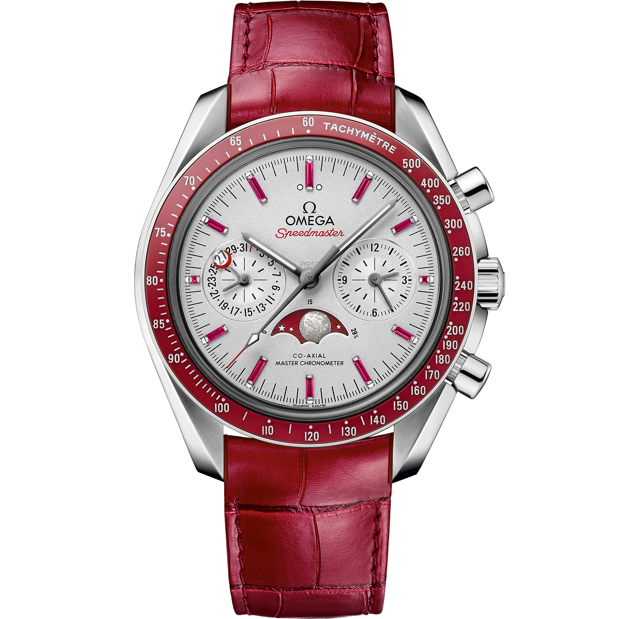 Speedmaster MoonPhase 44.25 mm platinum leather strap