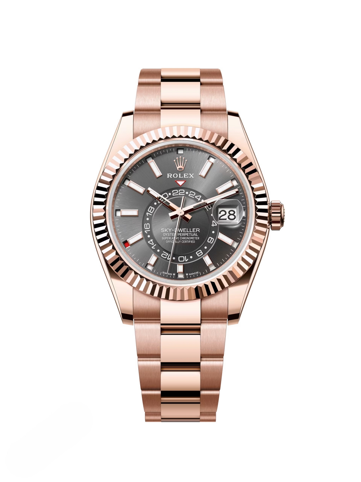 【Super Clone】ROLEX  Sky-Dweller 42mm 336935-0004/0008 Rose Gold Rhodium Dial Oyster