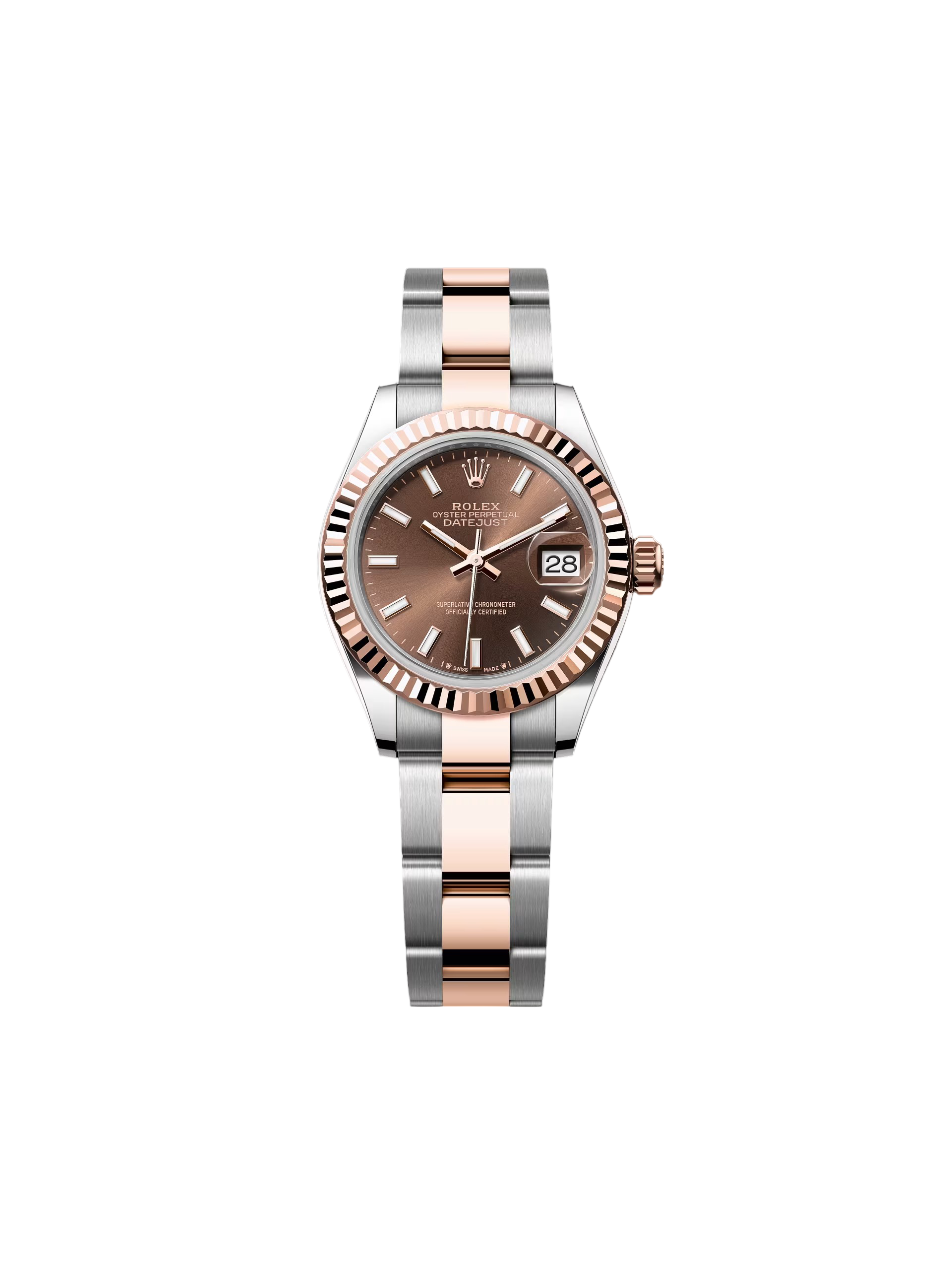【Super Clone】ROLEX  Lady-Datejust 28mm 279171 Chocolate Index Oyster Stainless Steel and Rose Gold