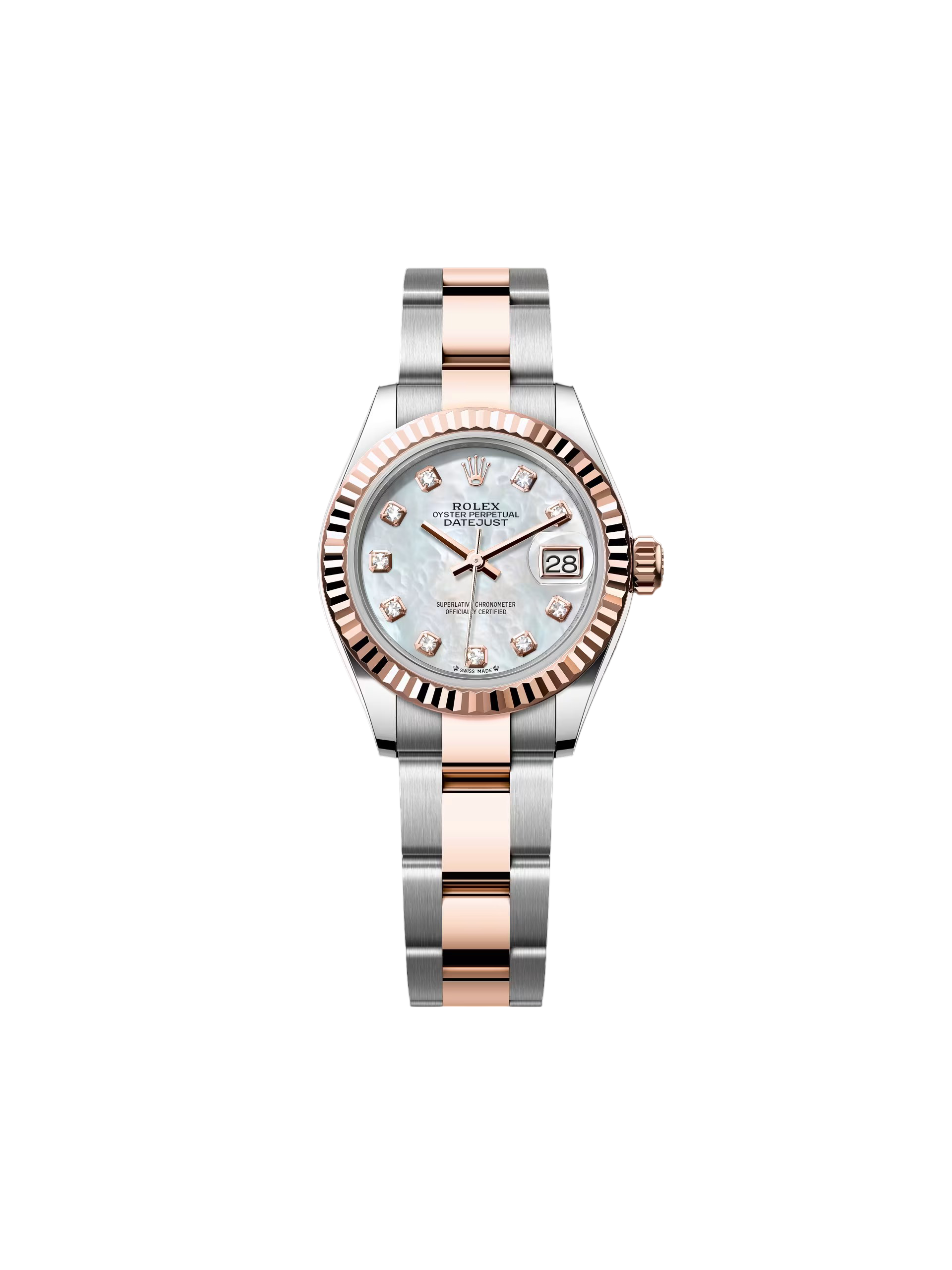 【Super Clone】ROLEX Lady-Datejust 28mm 279171 White Mother Of Pearl Diamond Oyster Stainless Steel and Rose Gold