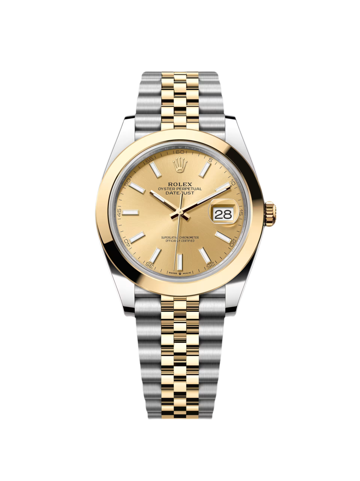 【Super Clone】ROLEX Datejust 41mm 126303 Champagne Index Oyster Steel and Yellow Gold Mens Watch