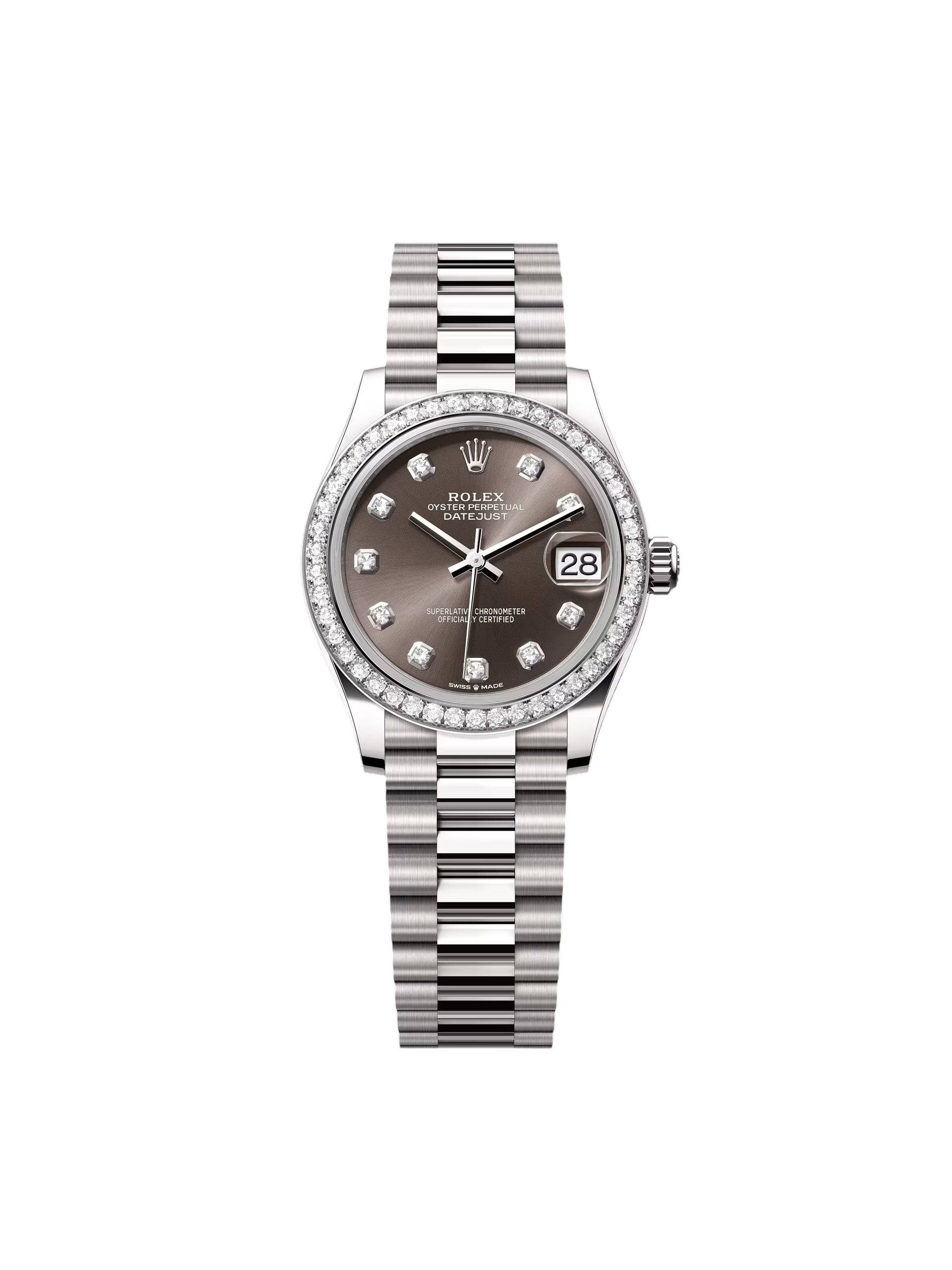 【Super Clone】ROLEX Datejust m278289RBR-0006 Dark Grey Dial White Gold President Watch