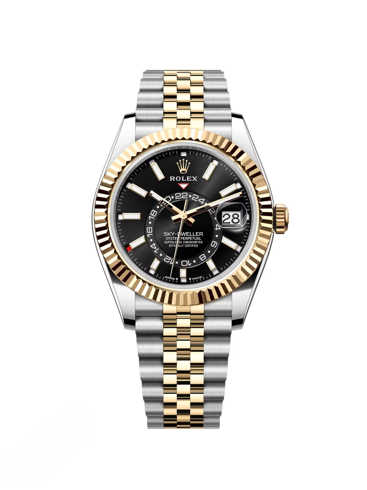 【Super Clone】ROLEX  Sky-Dweller 42mm 336933-0003/0004 Two-Tone Yellow Gold Black Dial Jubilee