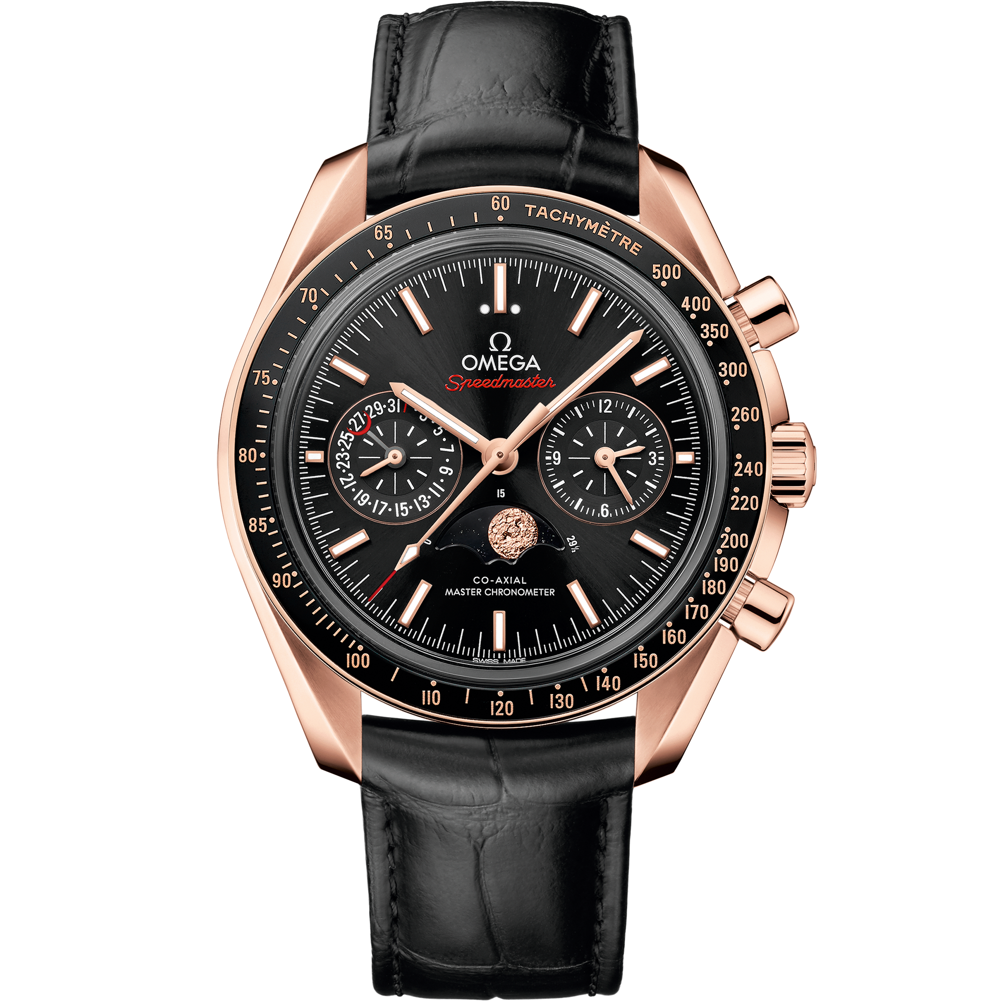 Speedmaster MoonPhase 44.25 mm Sedna gold leather strap