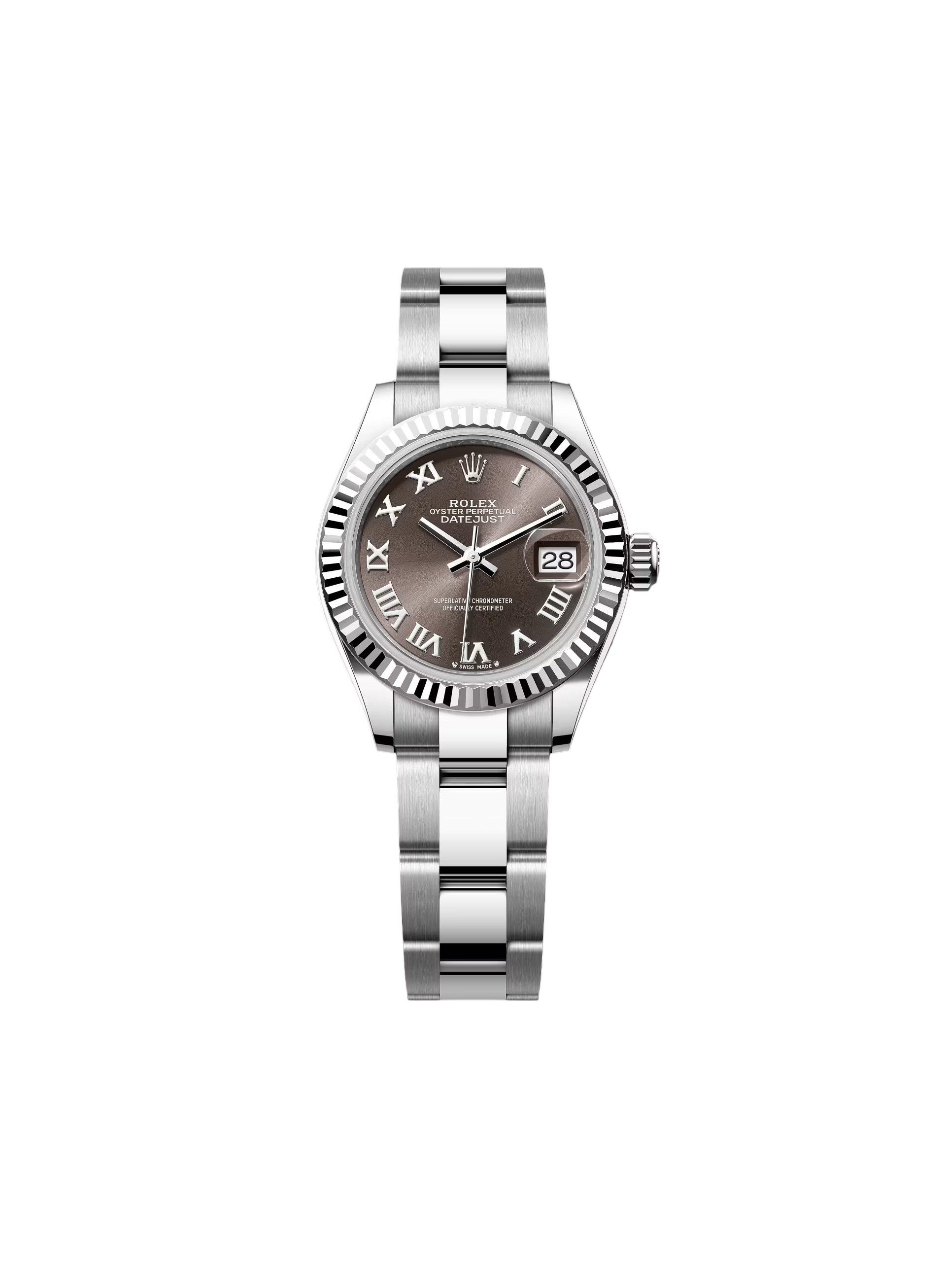 【Super Clone】RLX Lady-Datejust 28mm 279174 Dark Grey Roman Dial Oyster Bracelet