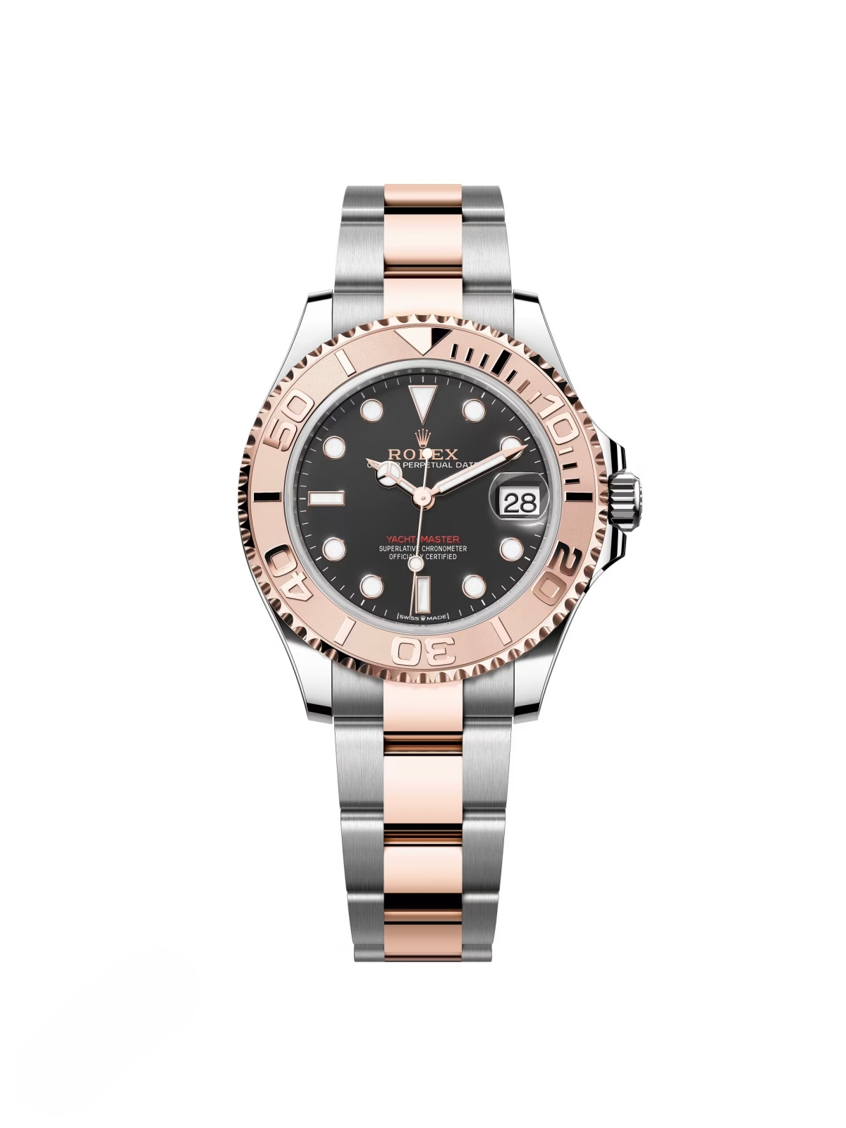 【Super Clone】ROLEX Yacht-Master 37mm Steel and Everose Gold Watch - Black Dial - Oyster Bracelet 268621