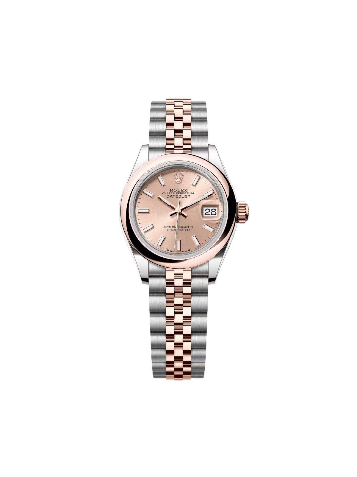 【Super Clone】ROLEX Lady-Datejust 28mm  279161 Rose Stick Dial, Two Tone Stainless Steel & 18K Rose Gold Oyster Bracelet Women's Watch