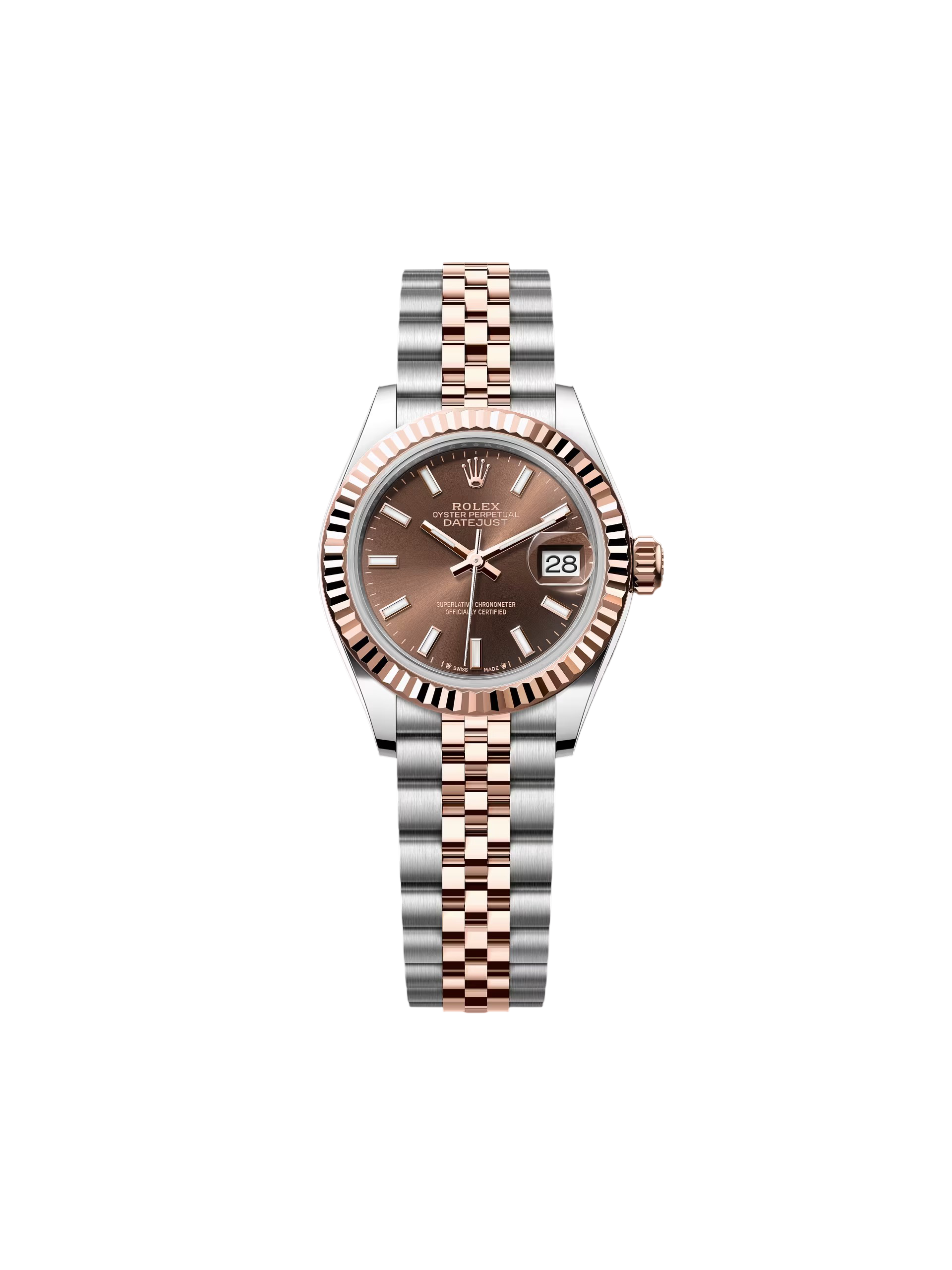 【Super Clone】ROLEX  Lady-Datejust 28mm 279171 Chocolate Index Oyster Stainless Steel and Rose Gold