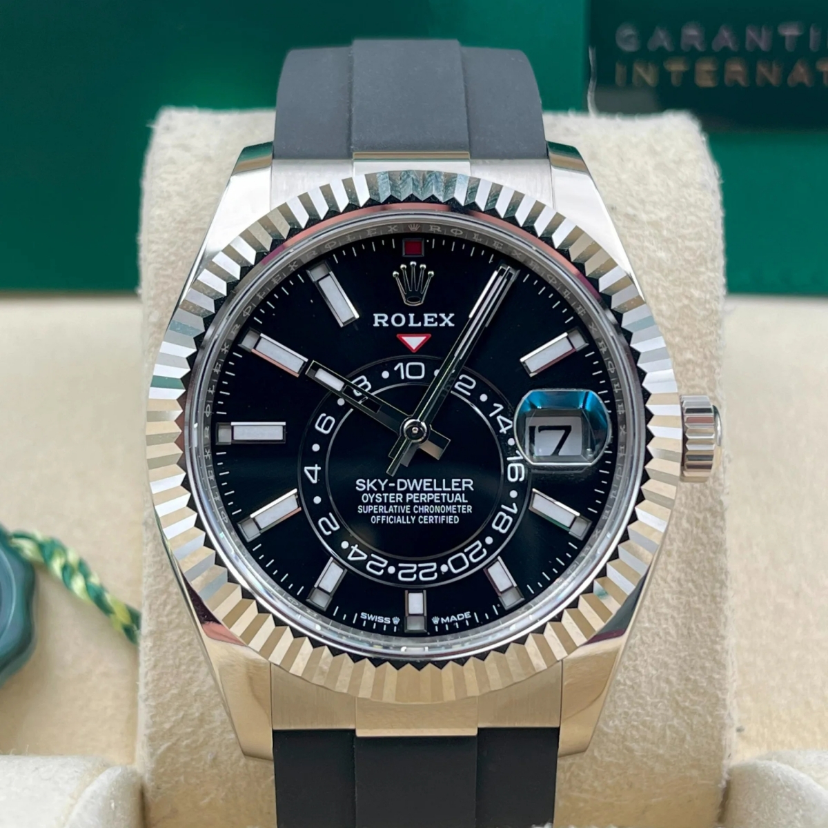 【Super Clone】ROLEX  Sky-Dweller 42mm White Gold Black Dial Oysterflex - 336239