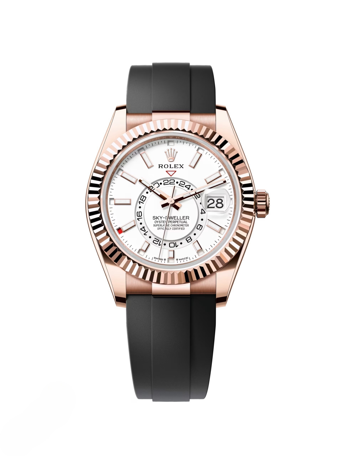 【Super Clone】ROLEX Sky-Dweller 42mm Rose Gold White Dial Oysterflex - 336235