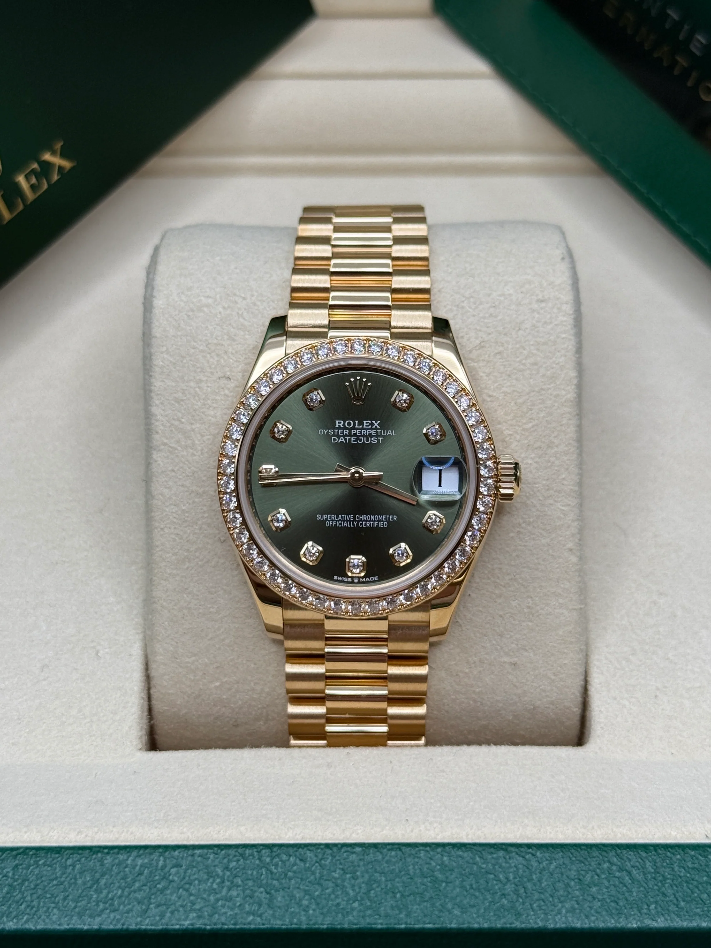 【Super Clone】ROLEX Datejust m278288RBR-0007 Olive Green 31mm Dial President Bracelet Watch