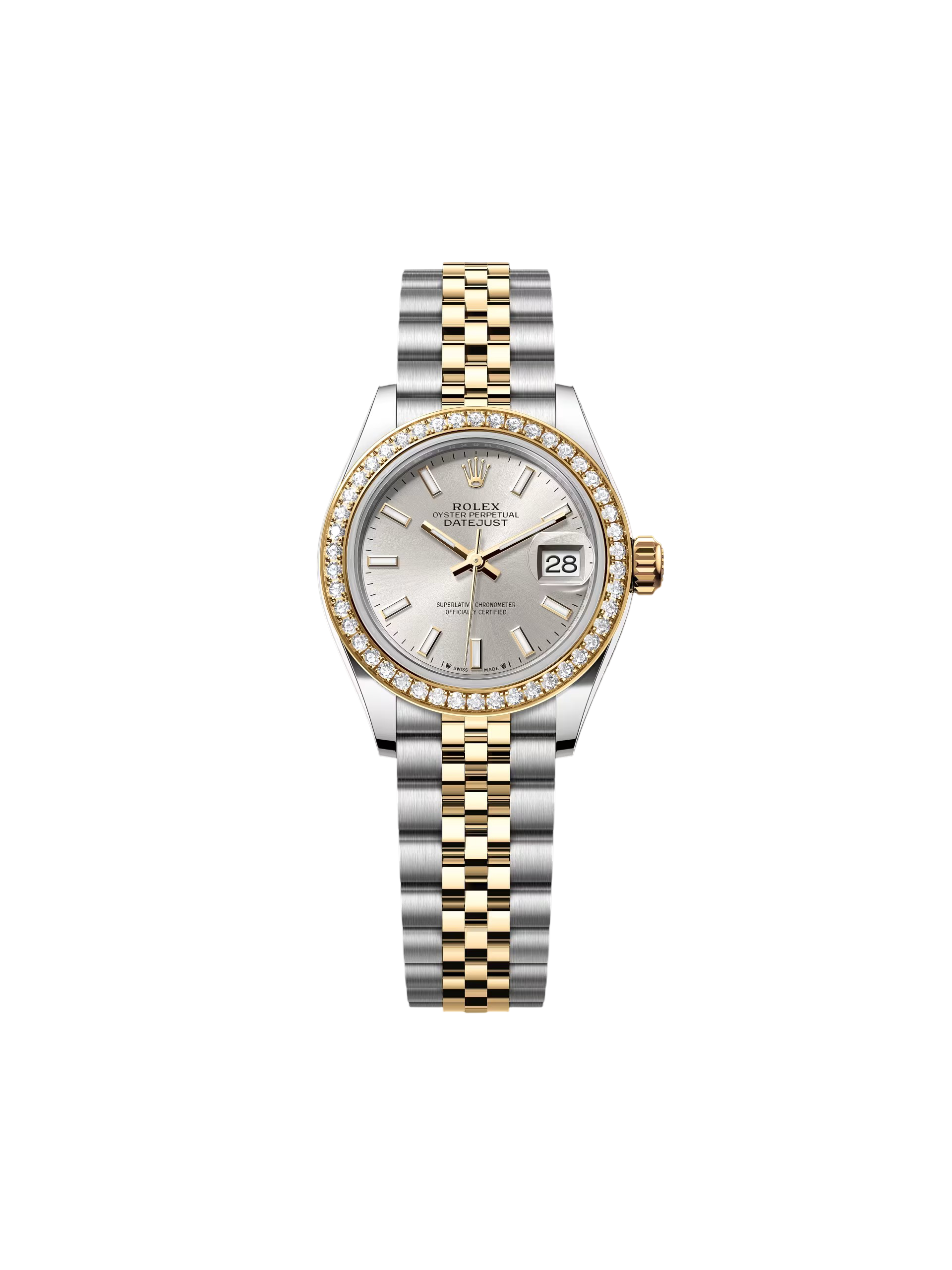 【Super Clone】ROLEX Lady-Datejust 28mm 279383RBR Silver Dial Yellow Rolesor Oyster Bracelet