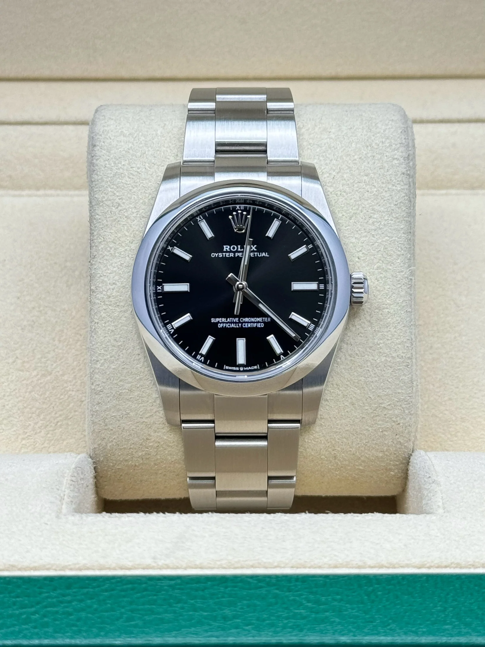 【Super Clone】ROLEX Oyster Perpetual 34mm 124200 Black Dial Oyster Stainless Steel Bracelet Watch