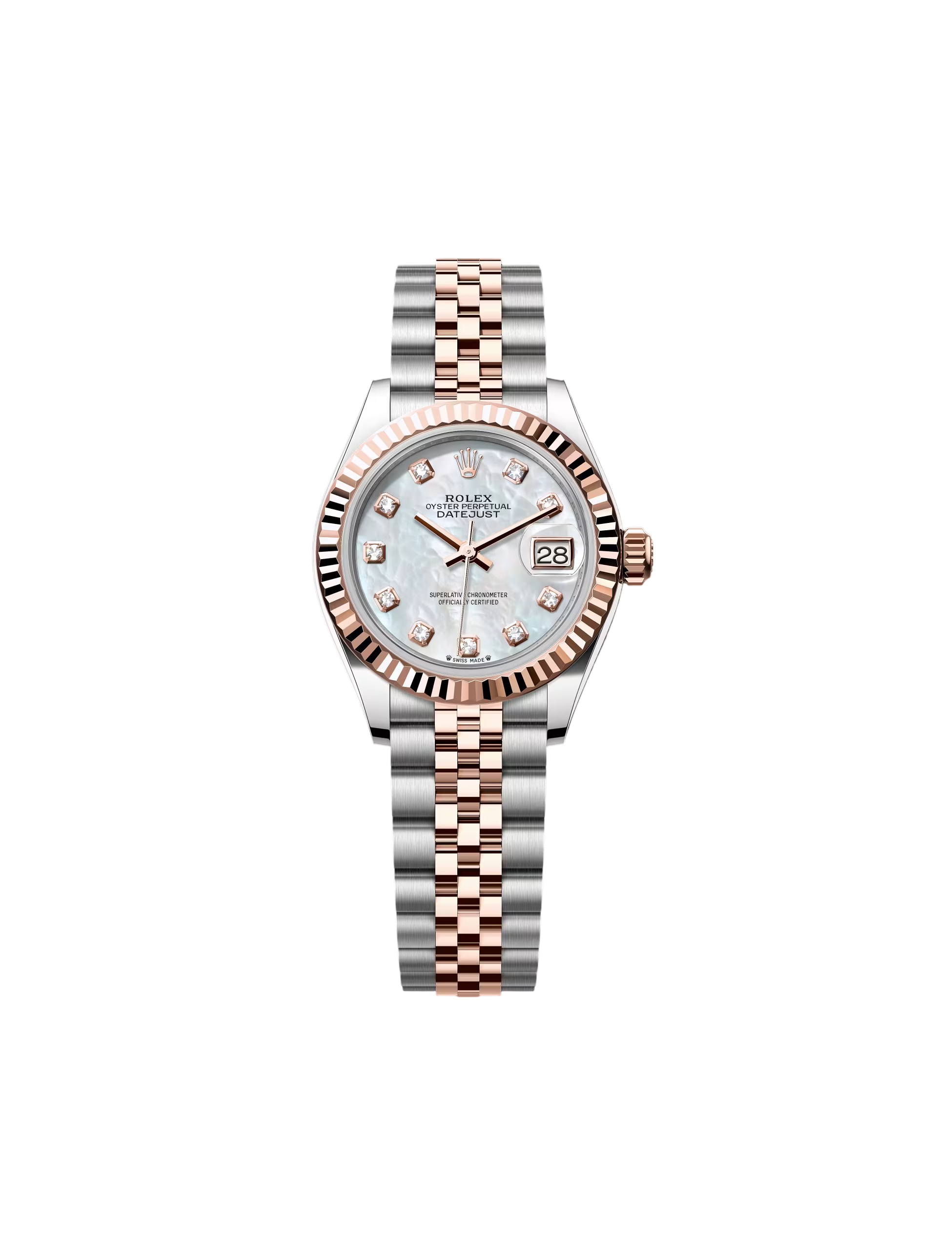 【Super Clone】ROLEX Lady-Datejust 28mm 279171 White Mother Of Pearl Diamond Oyster Stainless Steel and Rose Gold