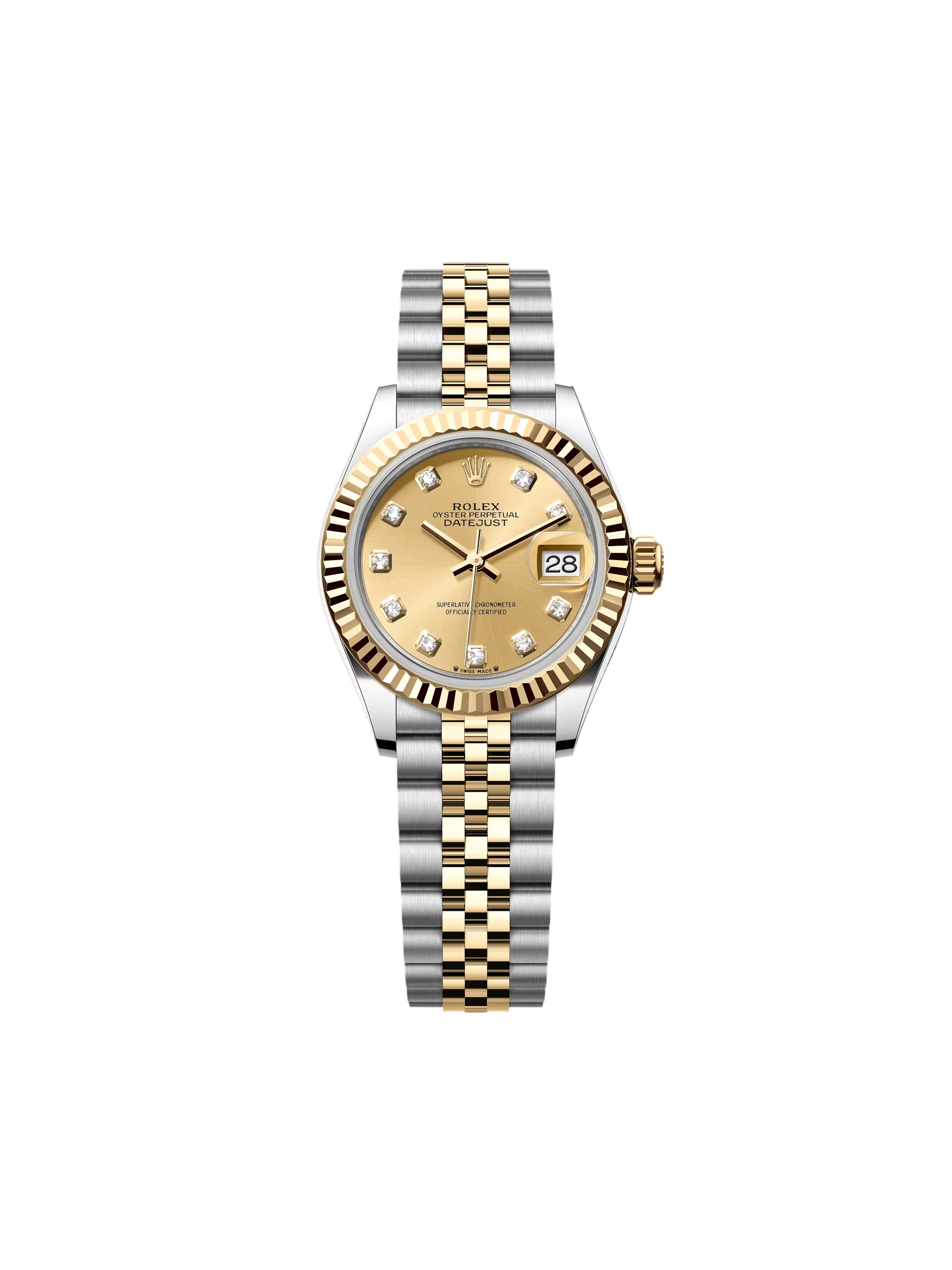 【Super Clone】RLX Lady-Datejust 28mm 279173 Champagne Diamond Dial Oyster Bracelet