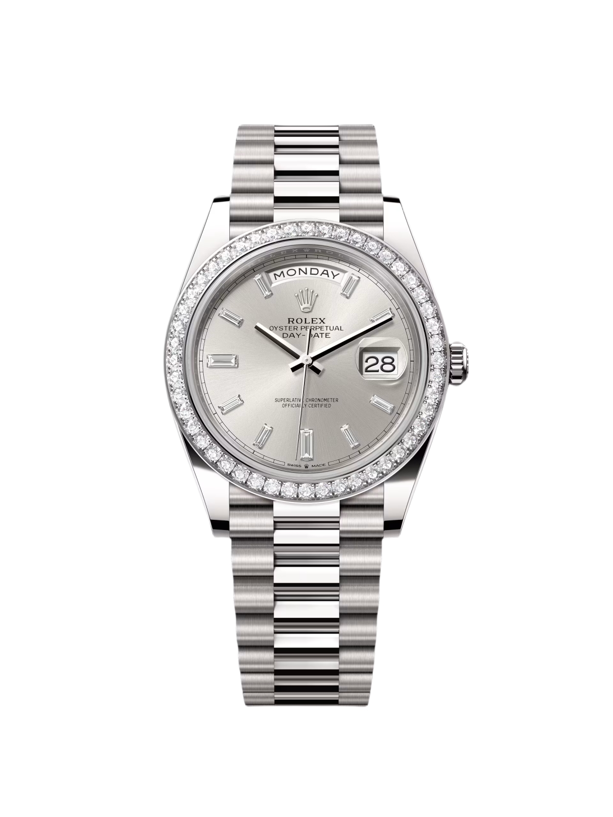 【Super Clone】ROLEX Day-Date 40mm 228349RBR-0001 Silver Dial President Bracelet