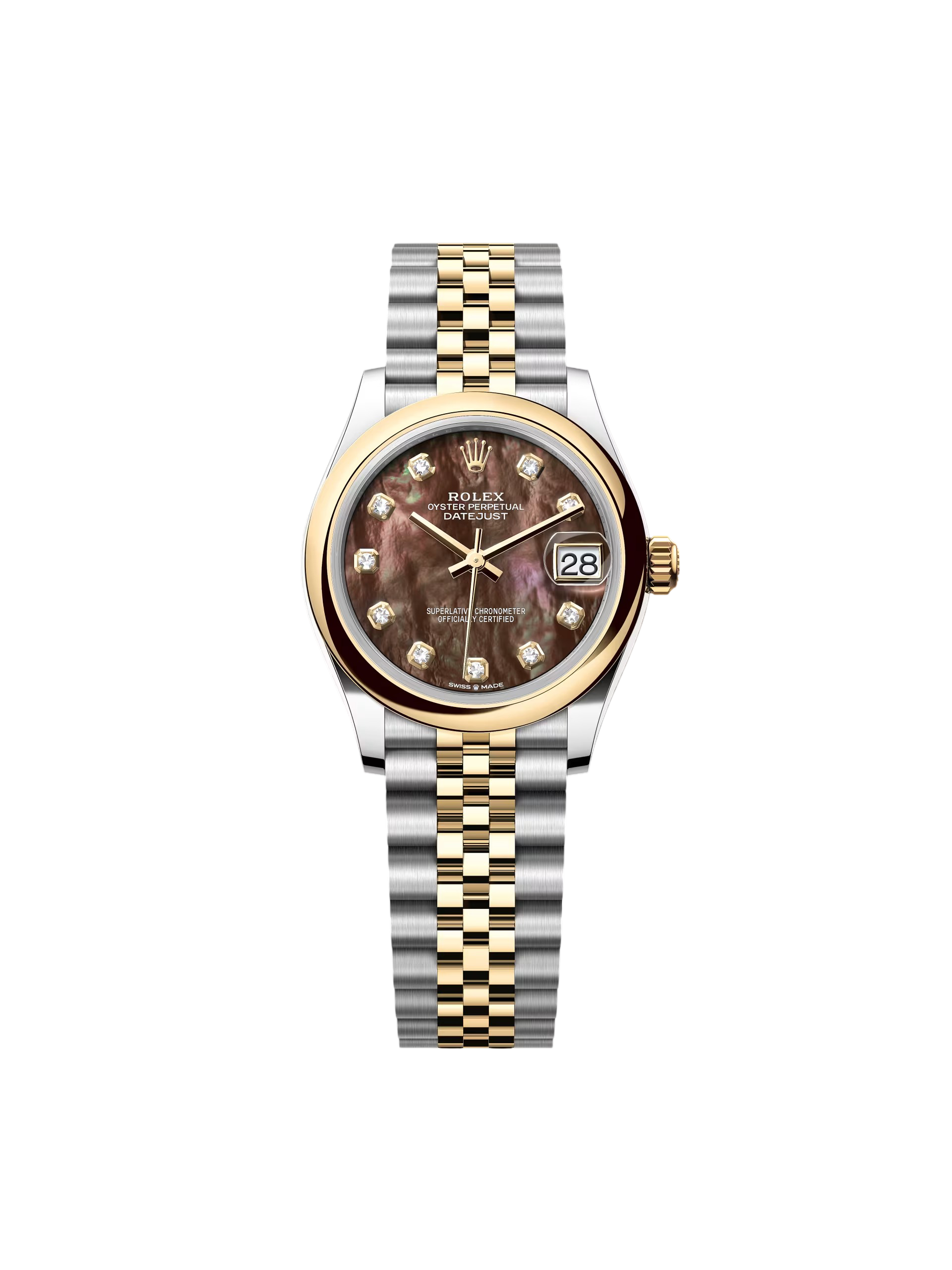 【Super Clone】RLX Datejust m278243-0023/0024 31mm Black Mother-of-Pearl Dial Yellow Rolesor Oyster Watch