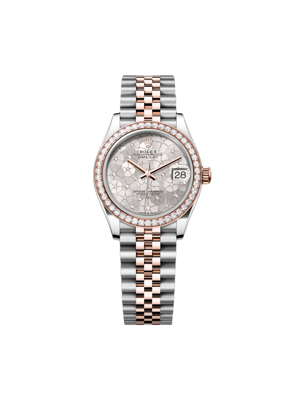 【Super Clone】ROLEX Datejust m278381-0031/0032 Silver Floral Motif Diamond Dial Diamond-Set Bezel 31mm