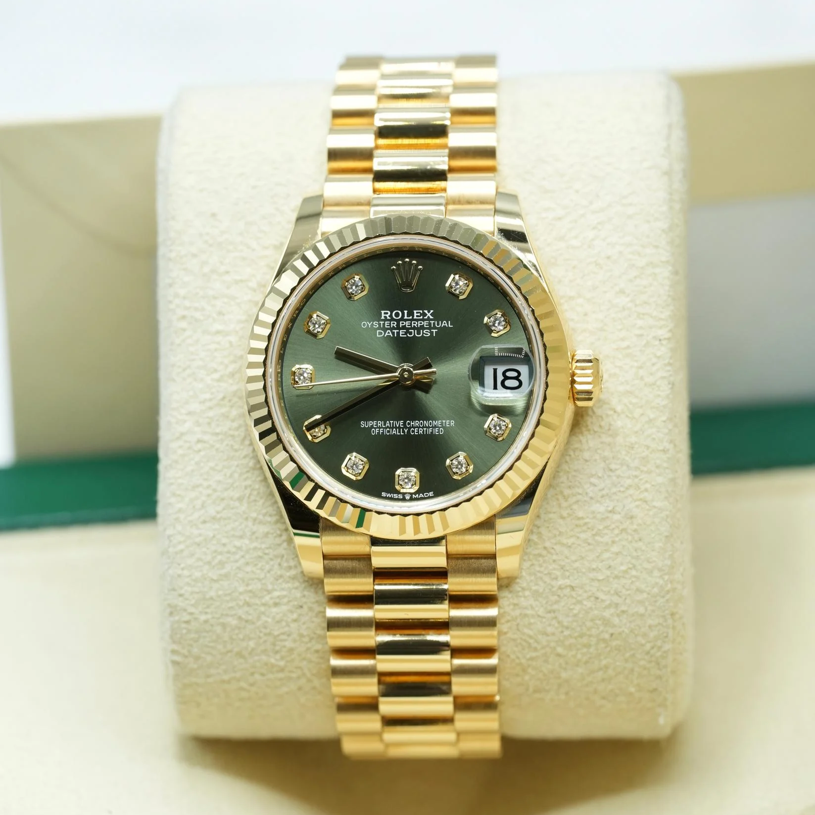 【Super Clone】ROLEX Datejust m278278-0011 Olive Green 31mm Dial President Bracelet Watch