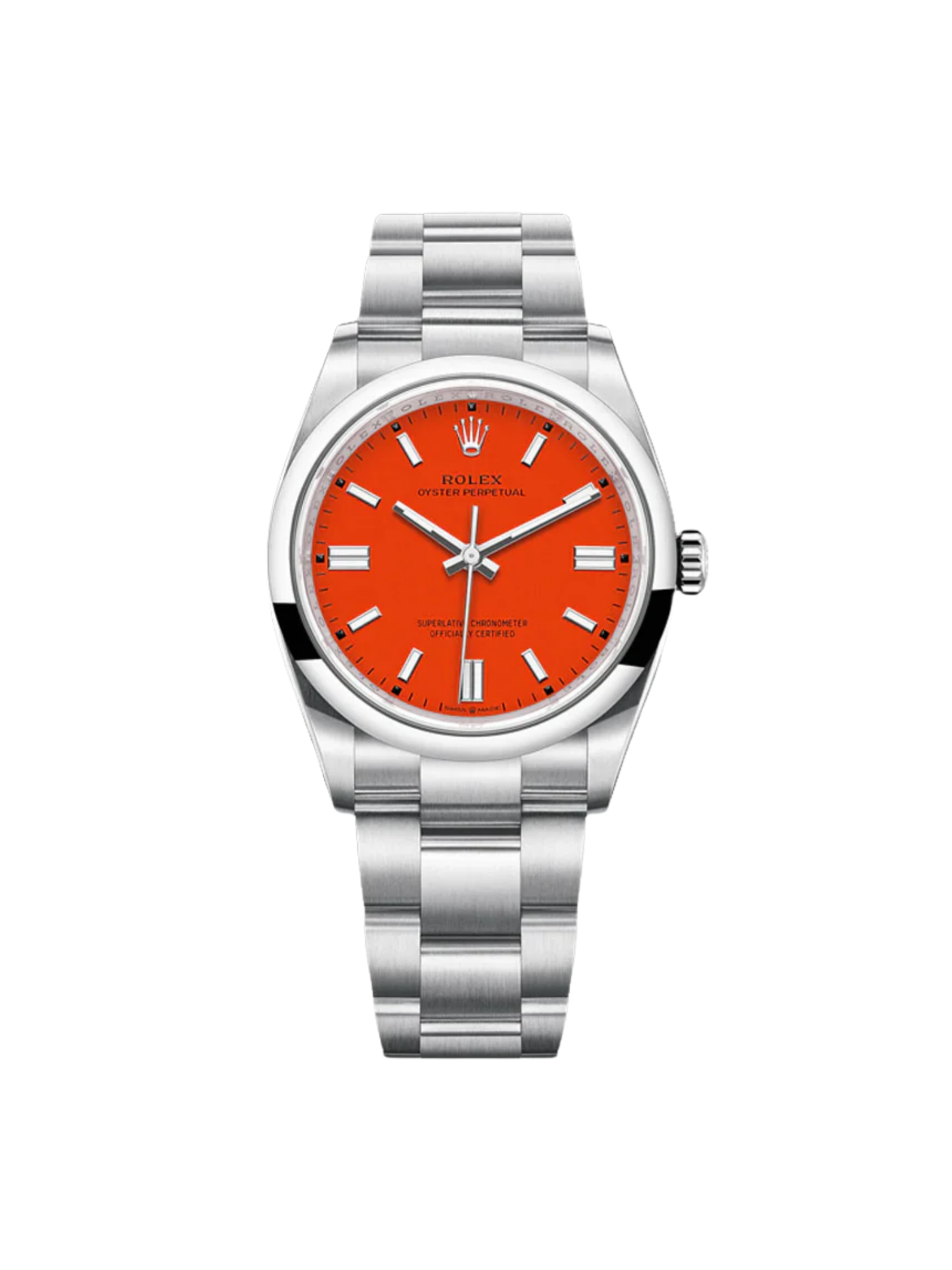 【Super Clone】ROLEX Oyster Perpetual 36mm 126000-0007 Coral Red Dial Steel Watch