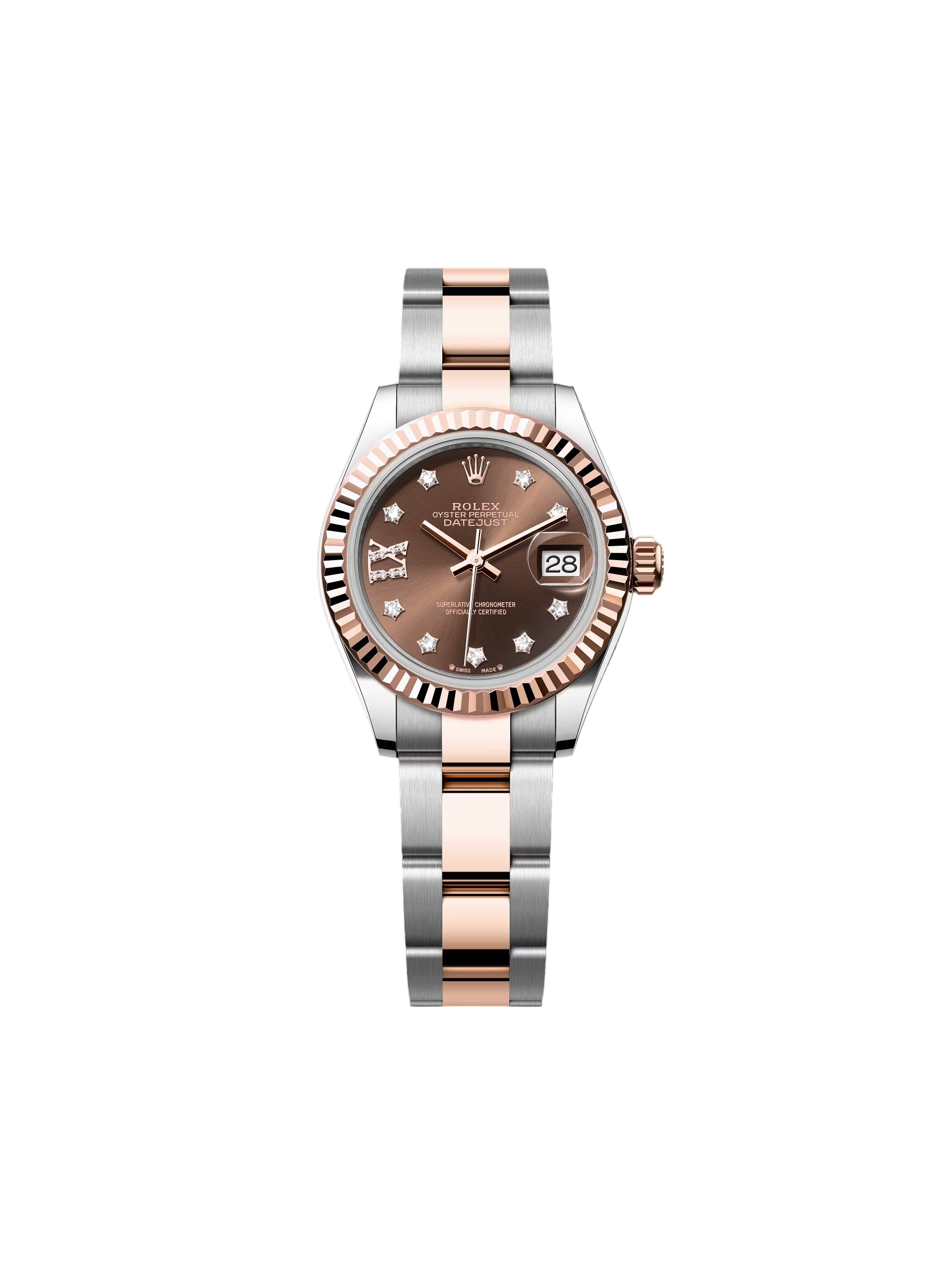 【Super Clone】ROLEX Lady-Datejust 28mm 279171 Chocolate Diamond Set Oyster Stainless Steel and Rose Gold