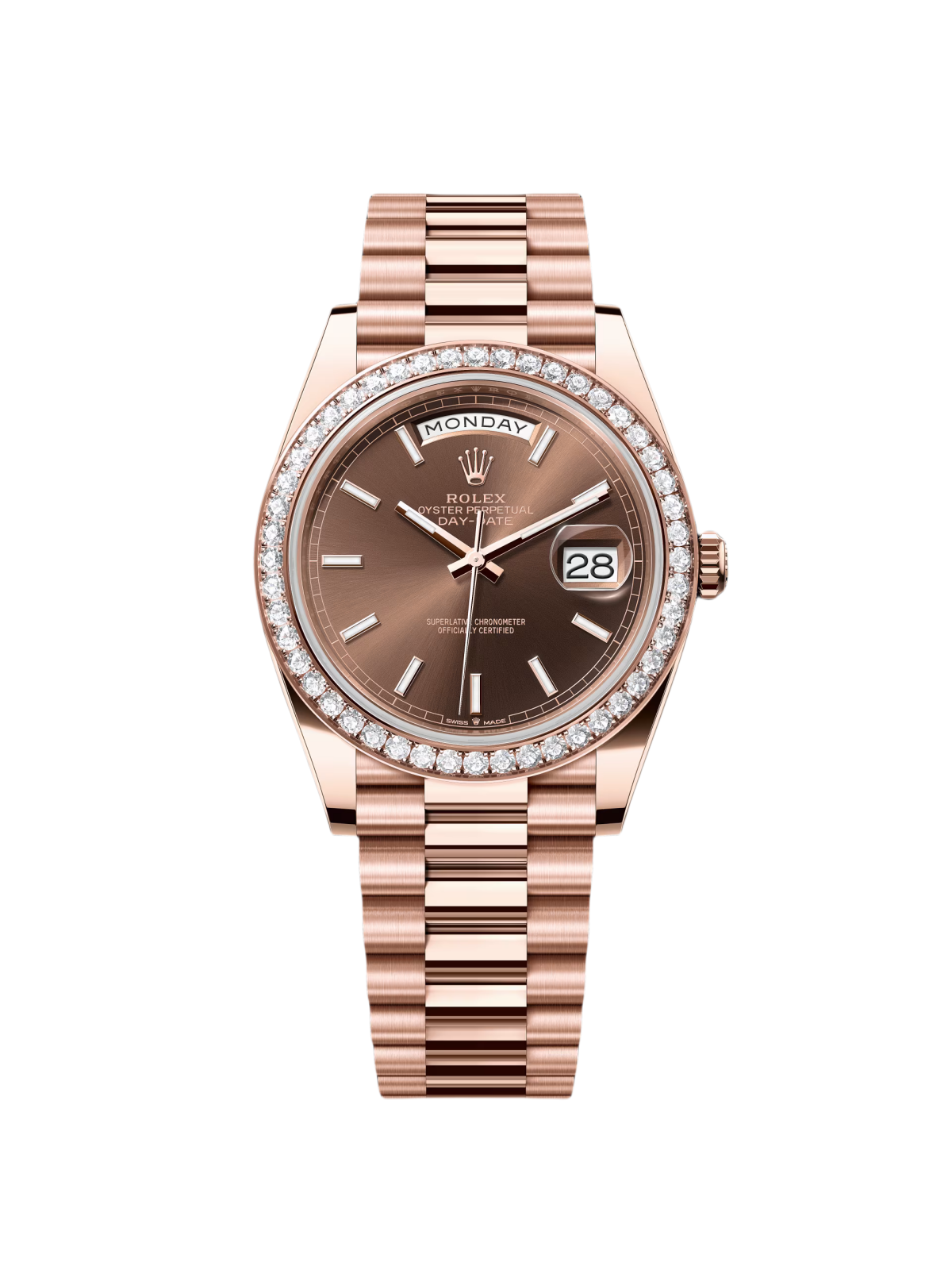 【Super Clone】ROLEX   Day-Date 40mm Chocolate Dial and Diamond Bezel 228345rbr-0024