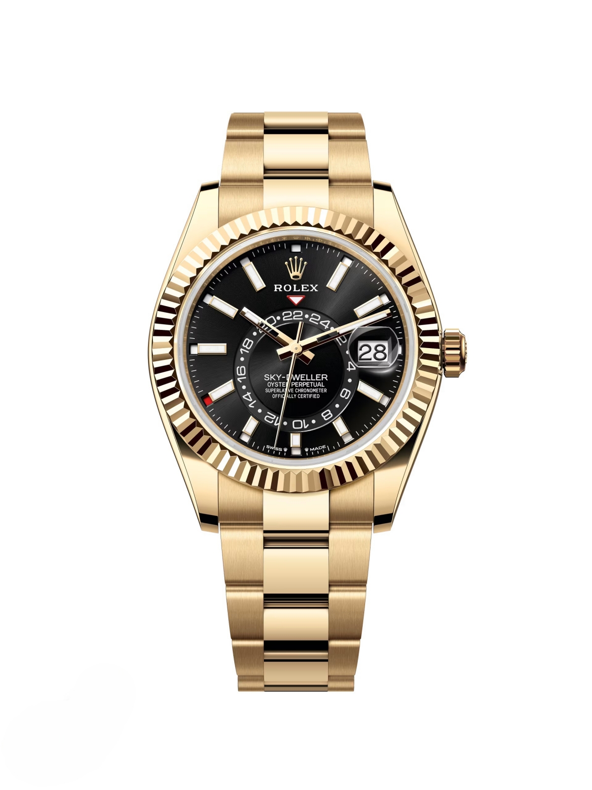 【Super Clone】ROLEX Sky-Dweller 42mm 336938-0002/0005 Yellow Gold Black Dial Oyster