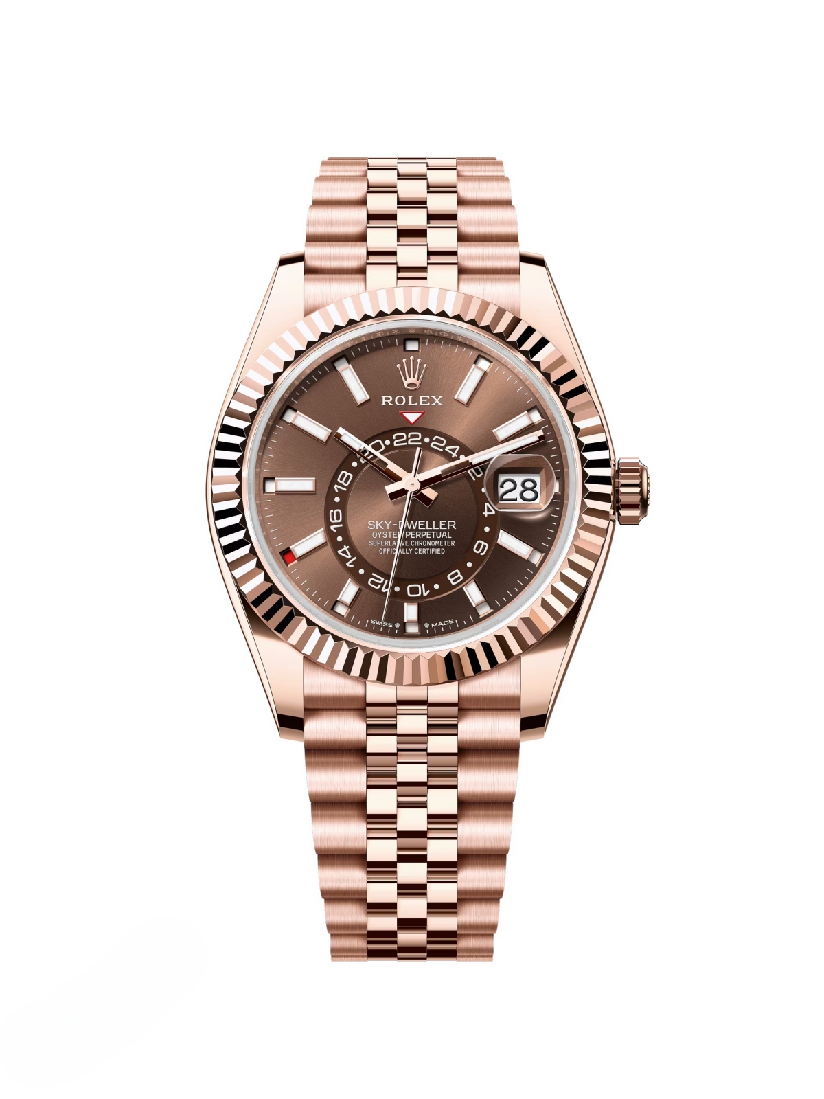【Super Clone】ROLEX  Sky-Dweller 42mm 336935-0002/0006 Rose Gold Chocolate Dial Jubilee