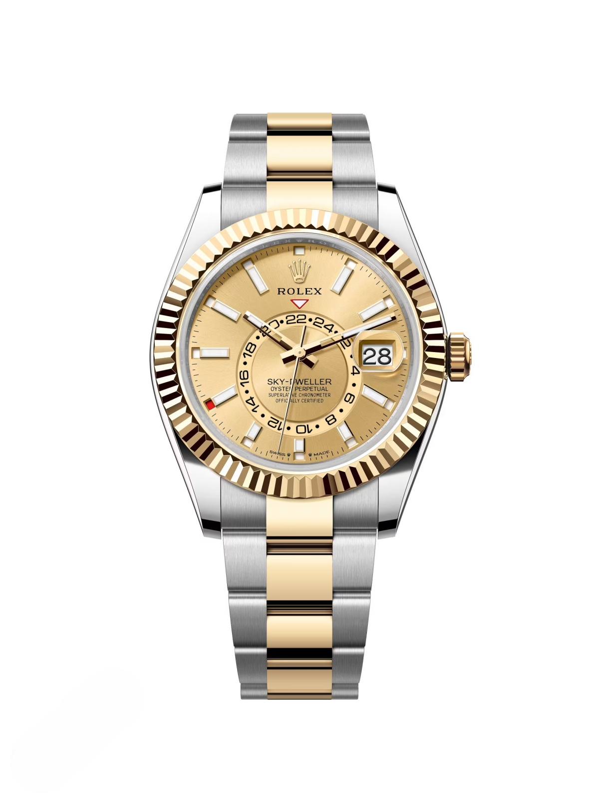 【Super Clone】ROLEX  Sky-Dweller 42mm 336933-0001/0002 Two-Tone Yellow Gold Champagne Dial Oyster