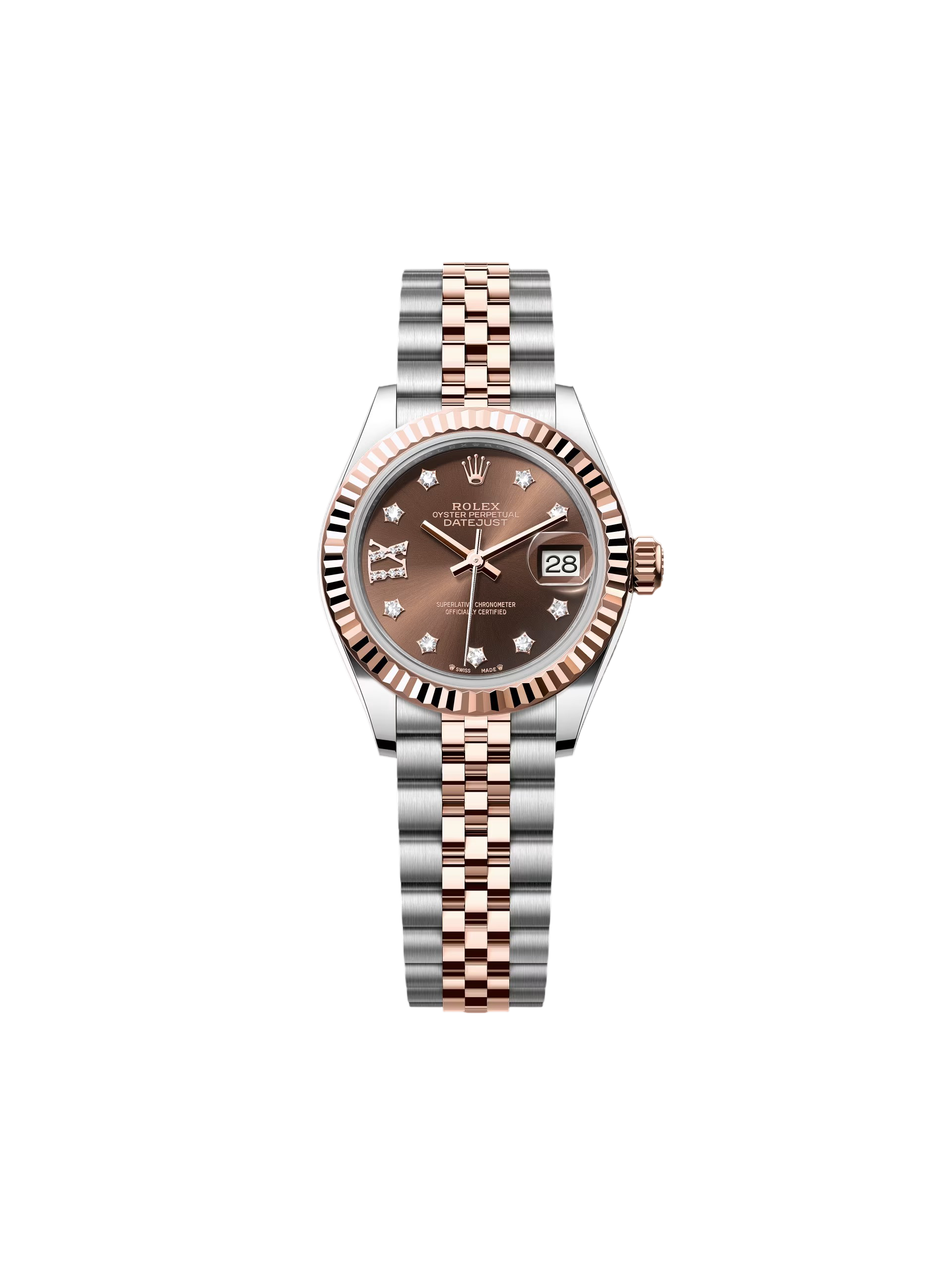 【Super Clone】ROLEX Lady-Datejust 28mm 279171 Chocolate Diamond Set Oyster Stainless Steel and Rose Gold