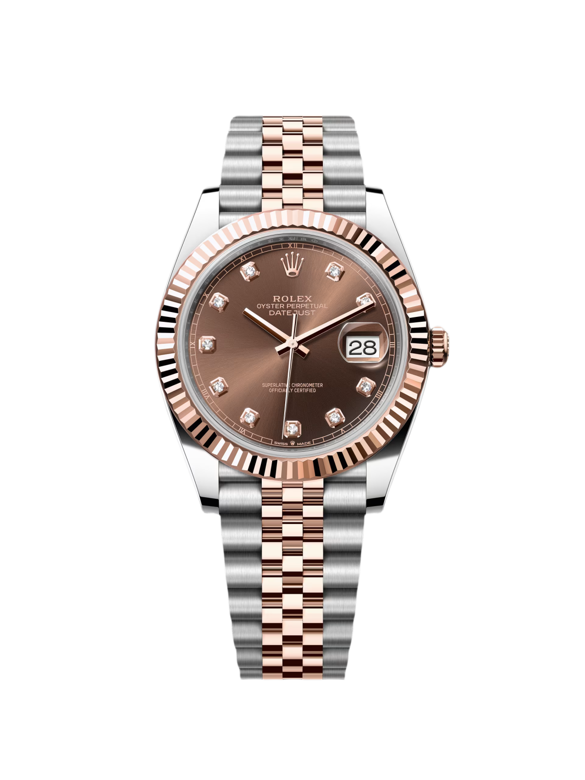 【Super Clone】ROLEX Datejust 41mm 126331 Datejust Chocolate Diamond Oyster Steel and Everose Gold Watch