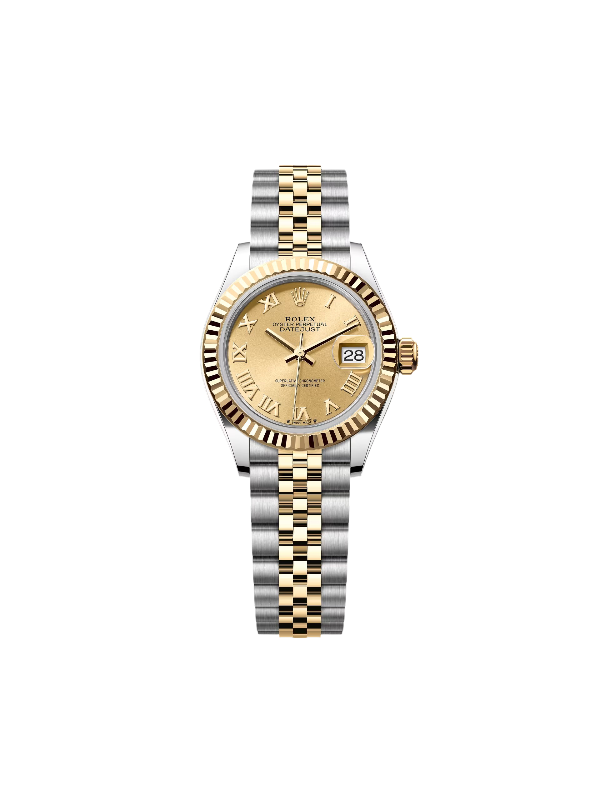 【Super Clone】ROLEX Lady-Datejust 28mm 279173 Champagne Roman Dial Oyster Bracelet