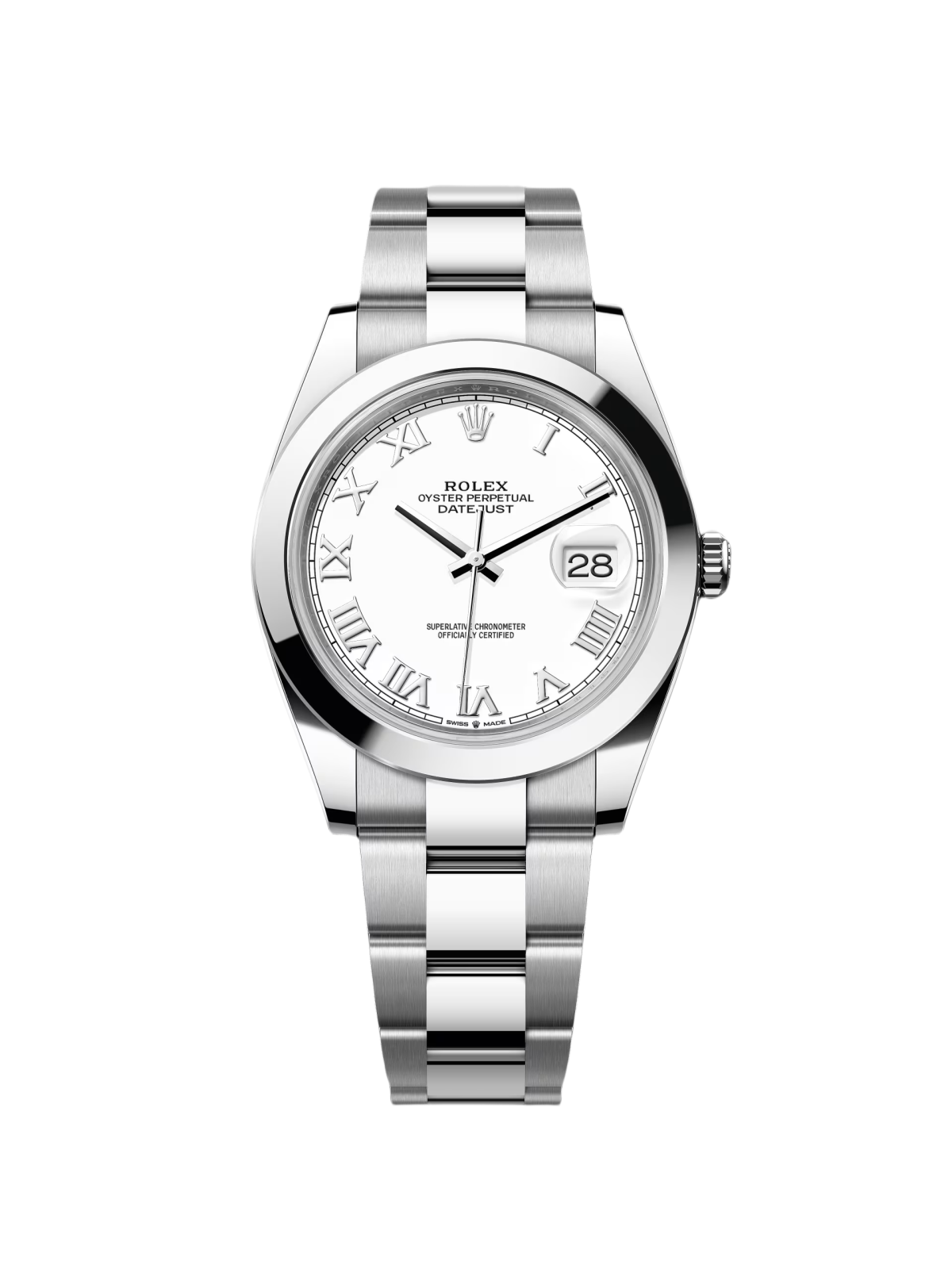 【Super Clone】ROLEX Datejust 41mm Smooth Bezel White Roman Dial Jubilee - 126300