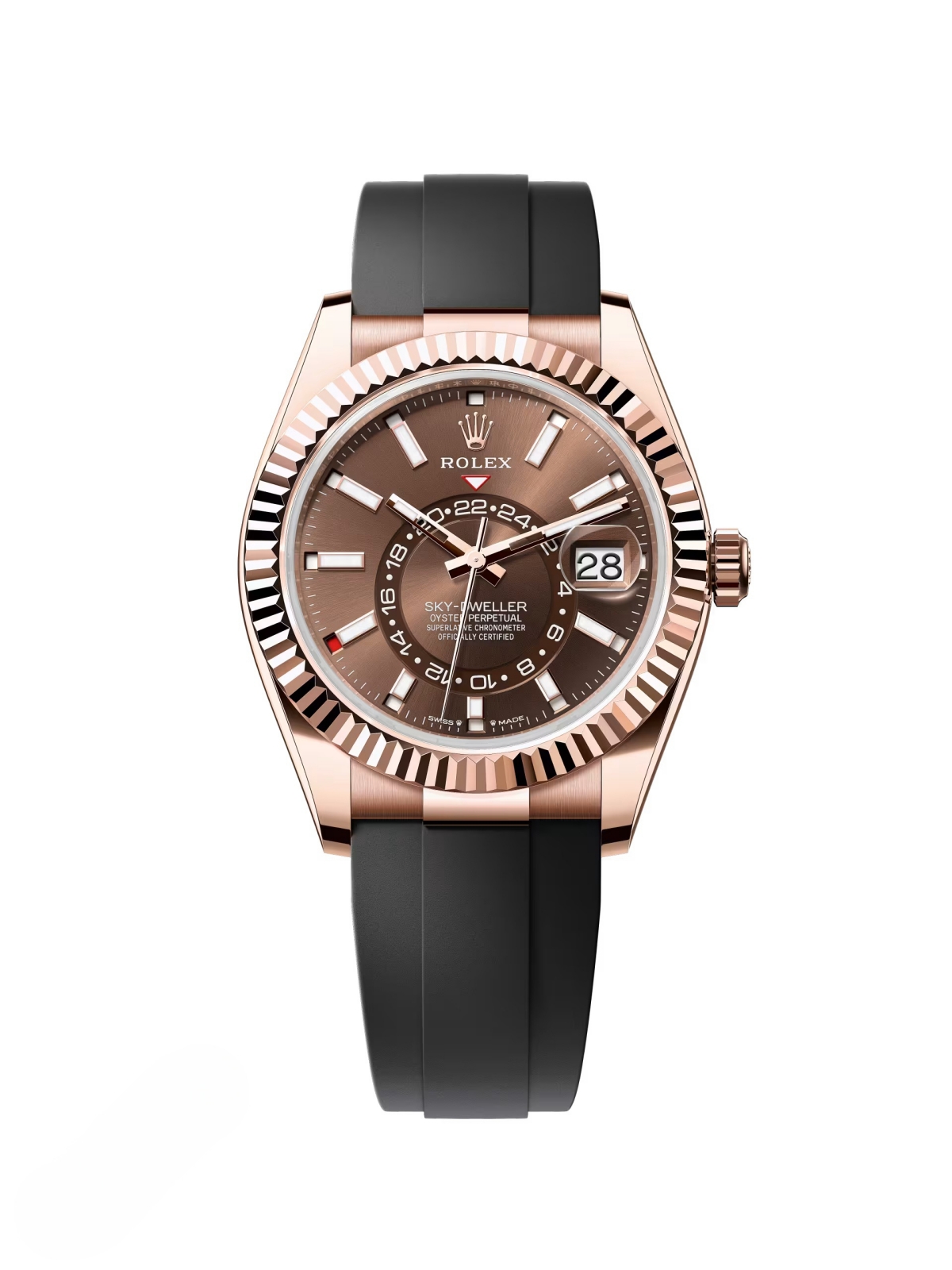 【Super Clone】ROLEX  Sky-Dweller 42mm Rose Gold Chocolate Dial Oysterflex - 336235